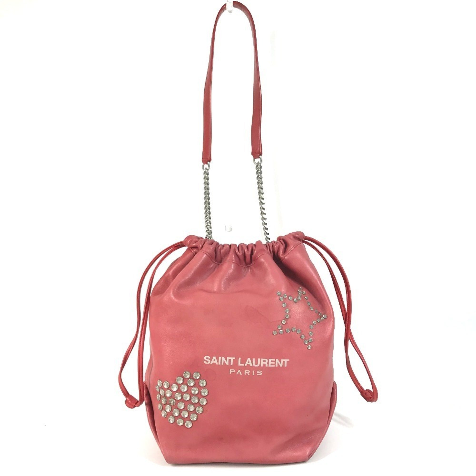 Yves Saint Laurent Red Color Leather Shoulder Bag (Pre-Owned)