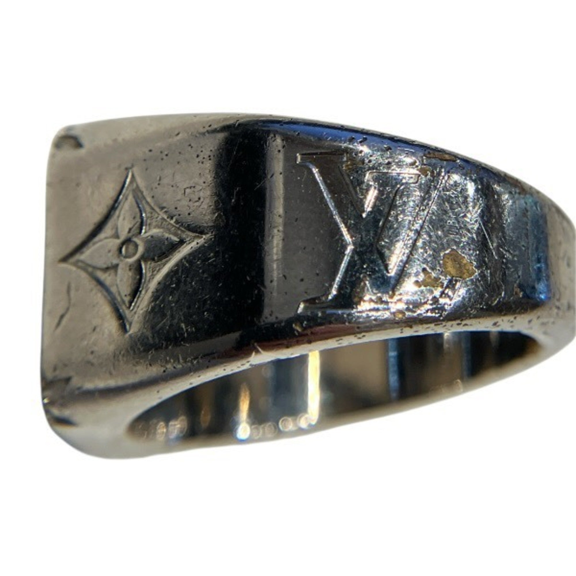 Louis Vuitton Silver Gold Plating Band Ring (Pre-Owned)