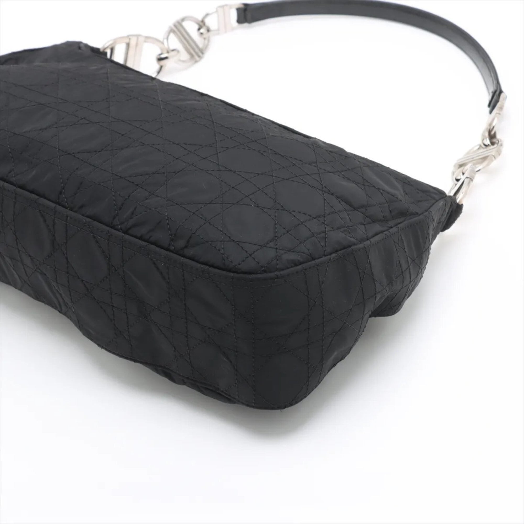 Christian Dior Black Leather Nylon Shoulder Bag Tote Bag (Pre-Owned)