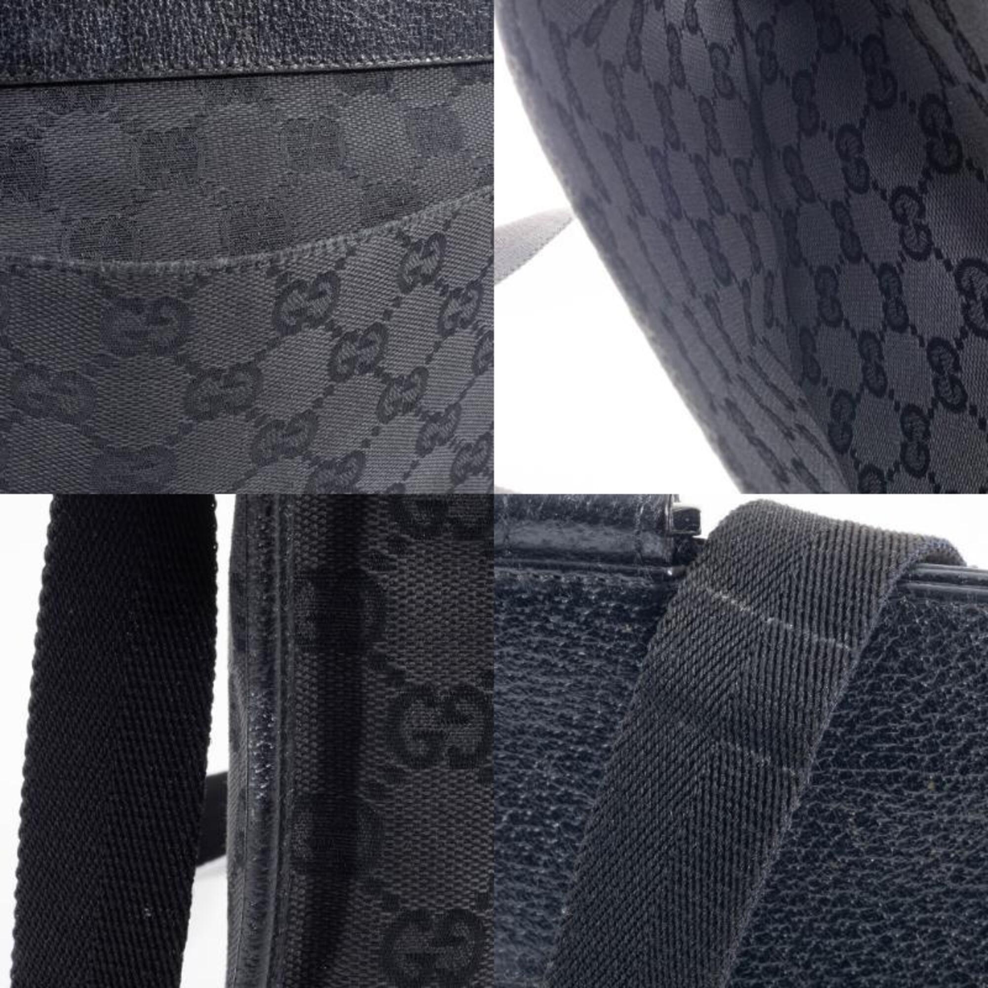 Gucci Gg Canvas Black Gg Canvas Leather Shoulder Bag (Pre-Owned)