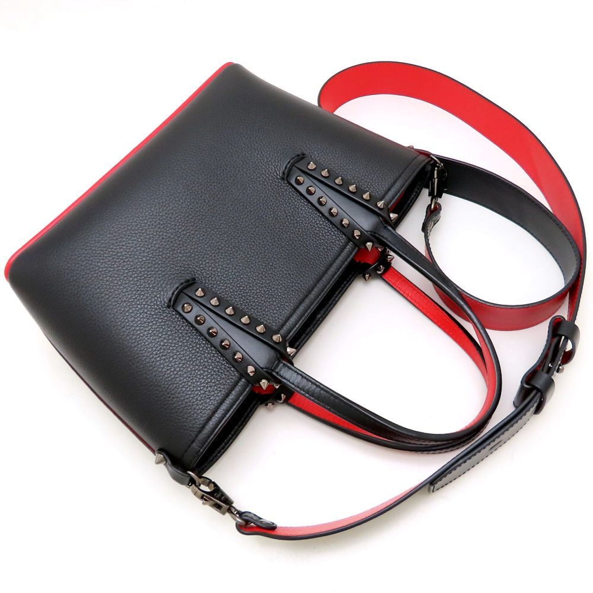 Christian Louboutin Black Red Color Leather Handbag (Pre-Owned)