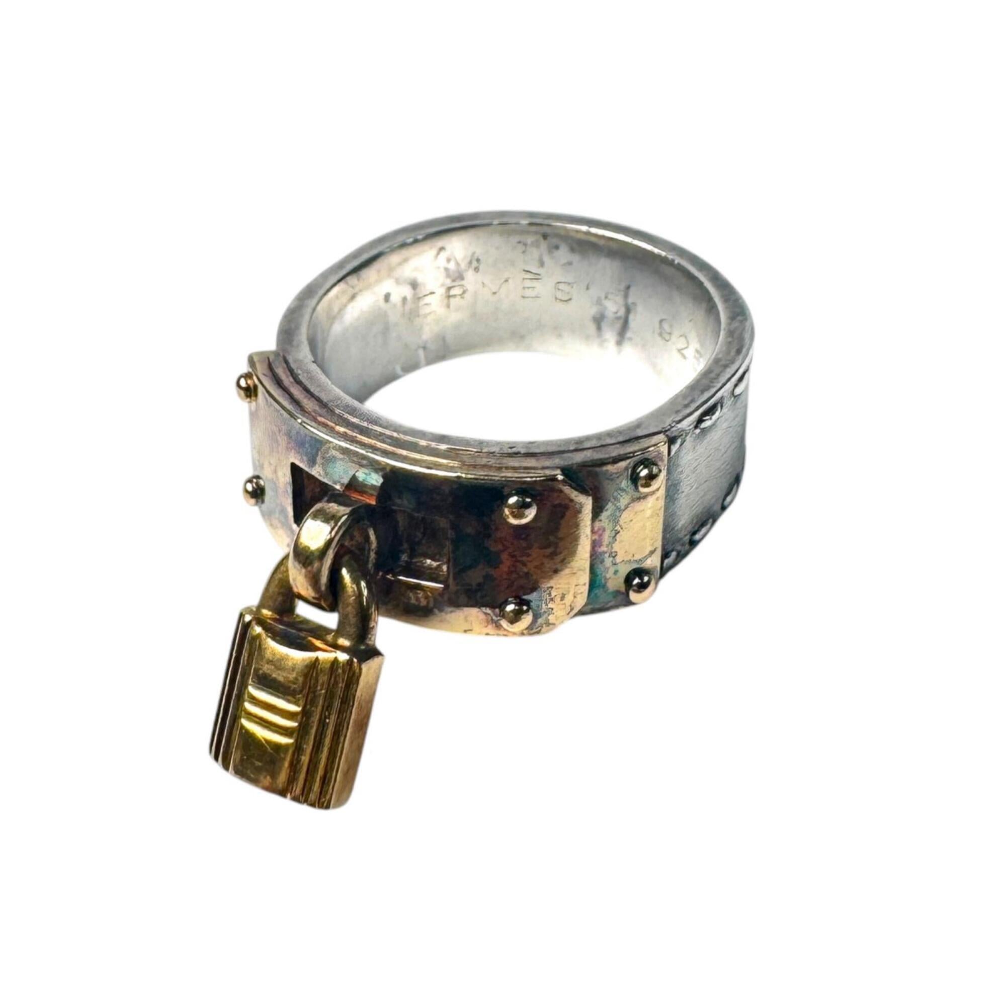 Hermes Gold Silver Yellow Gold (18K) Silver 925 Band Ring (Pre-Owned)
