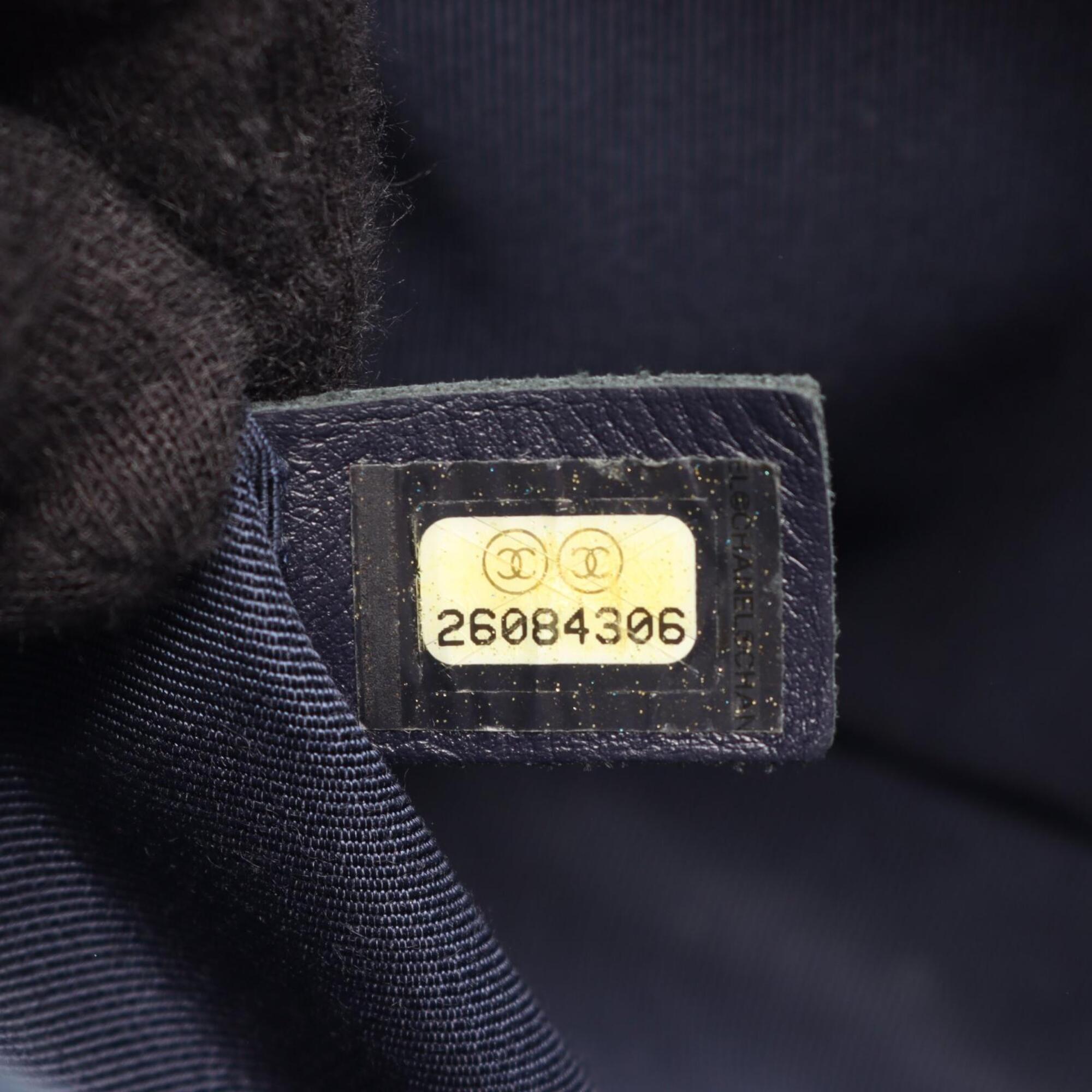 Chanel Navy Grained Calfskin Handbag Shoulder Bag (Pre-Owned)