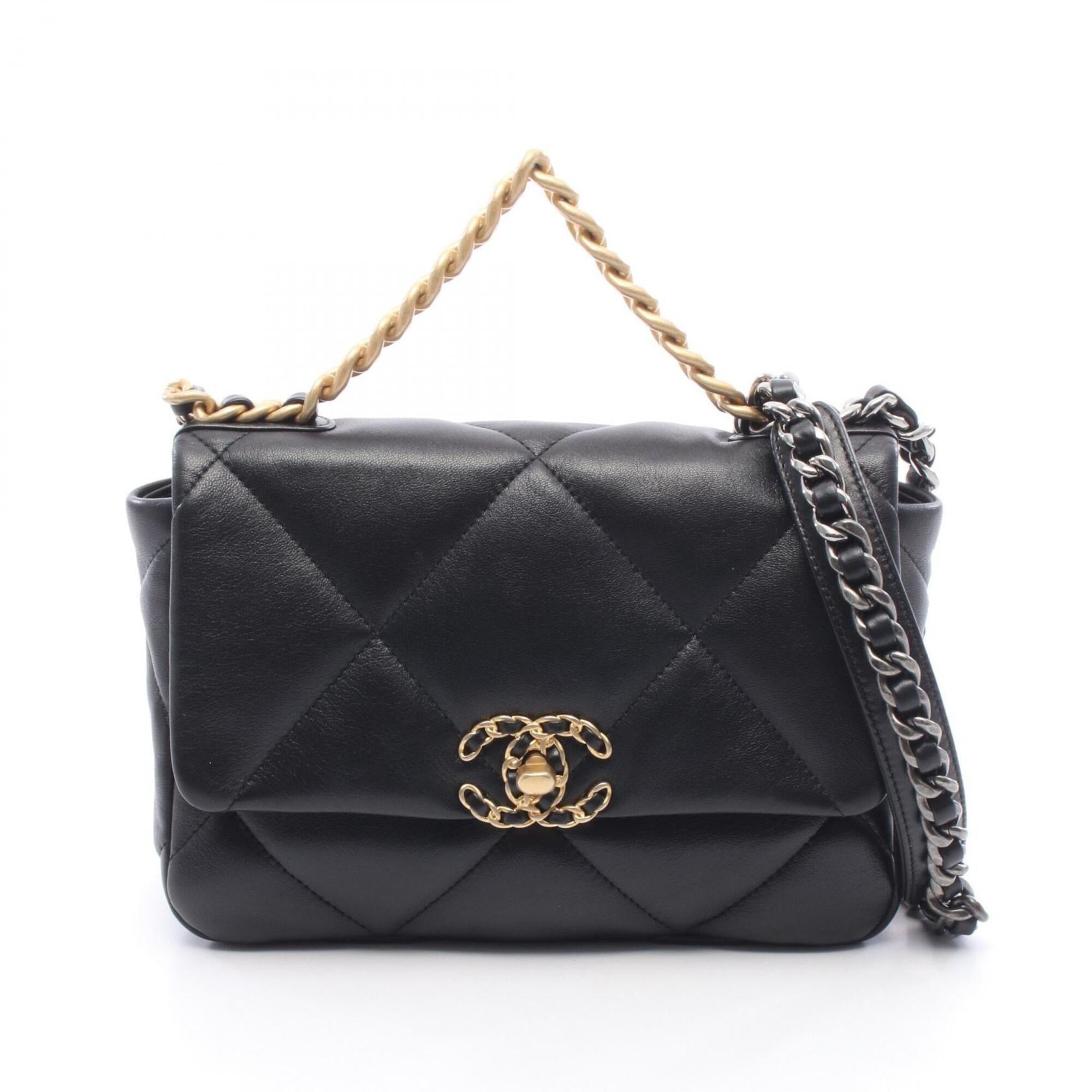 Chanel Black Leather Handbag Shoulder Bag (Pre-Owned)