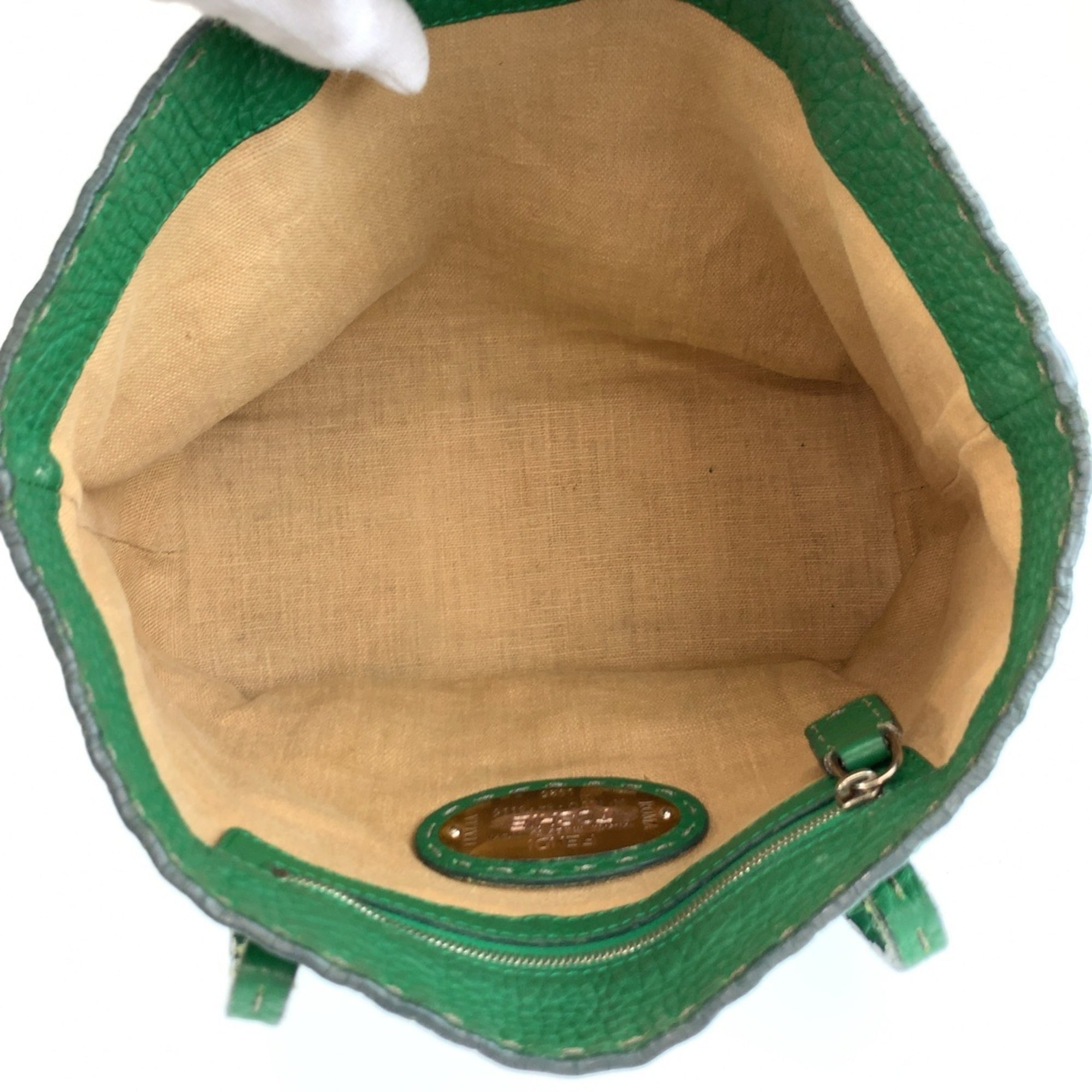 Fendi Green Leather Handbag Tote Bag (Pre-Owned)