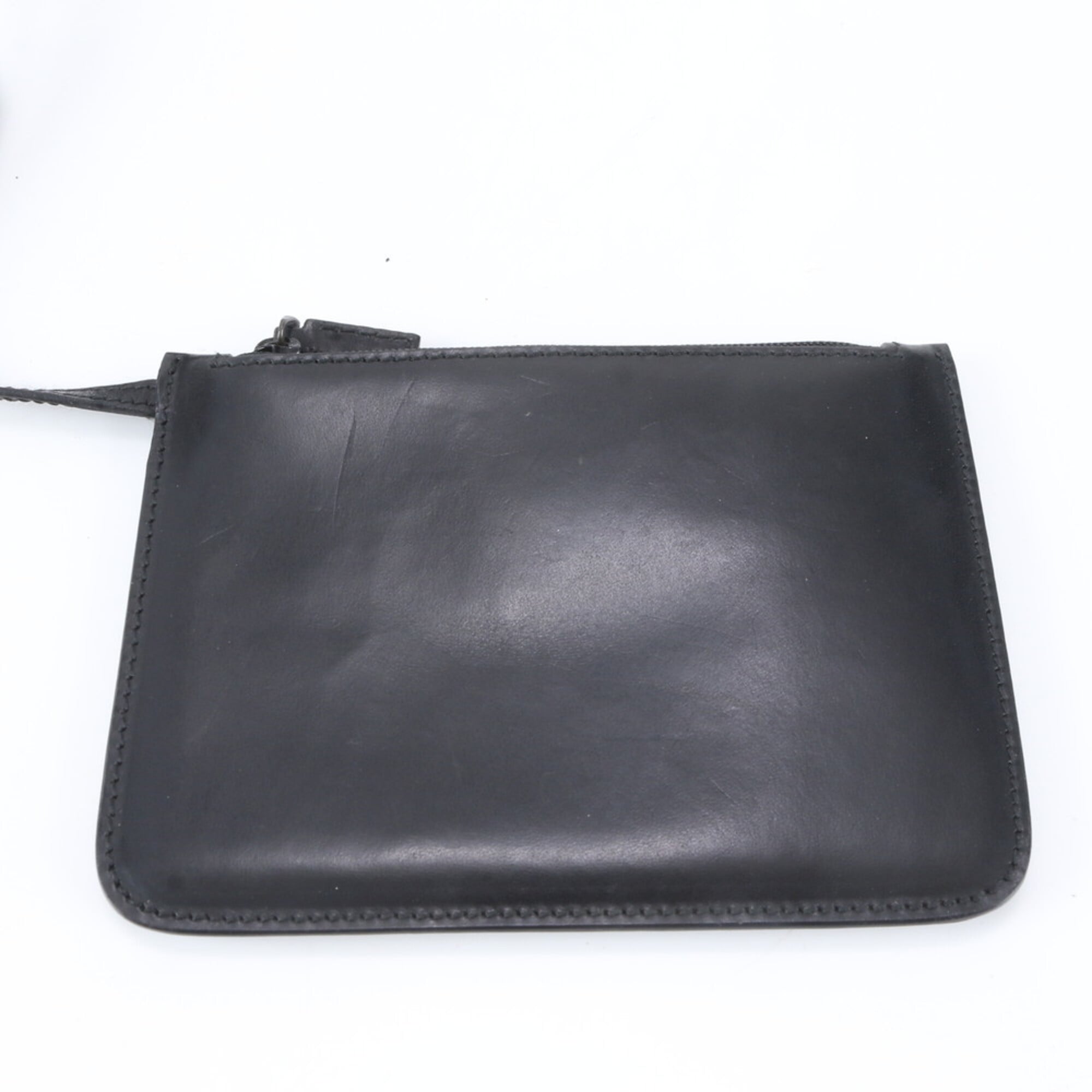 Gucci Black Leather Canvas Handbag Pouch (Pre-Owned)