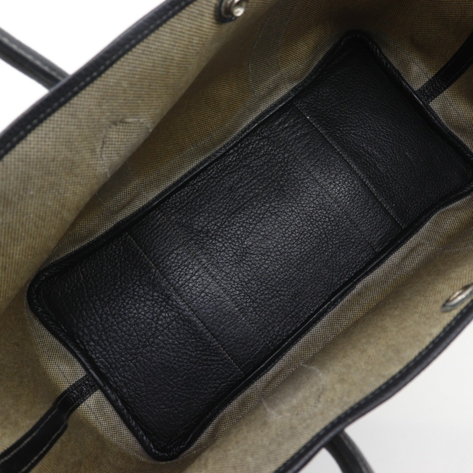 Hermes Black Gray White Toile H Tote Bag (Pre-Owned)
