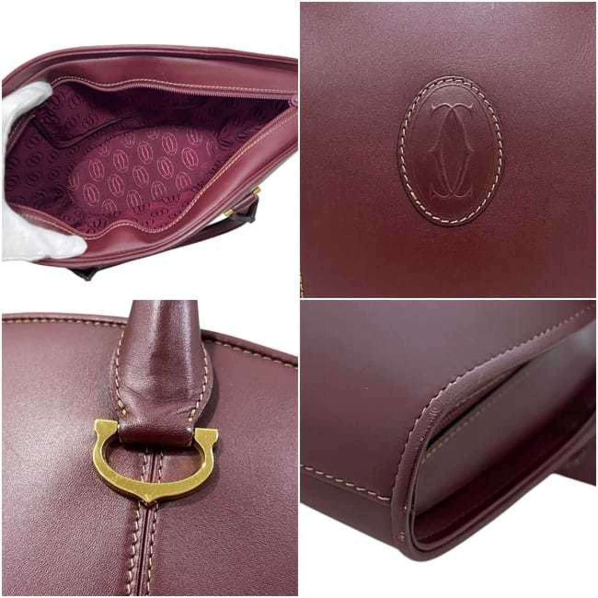 Cartier Bordeaux Leather Handbag Tote Bag (Pre-Owned)