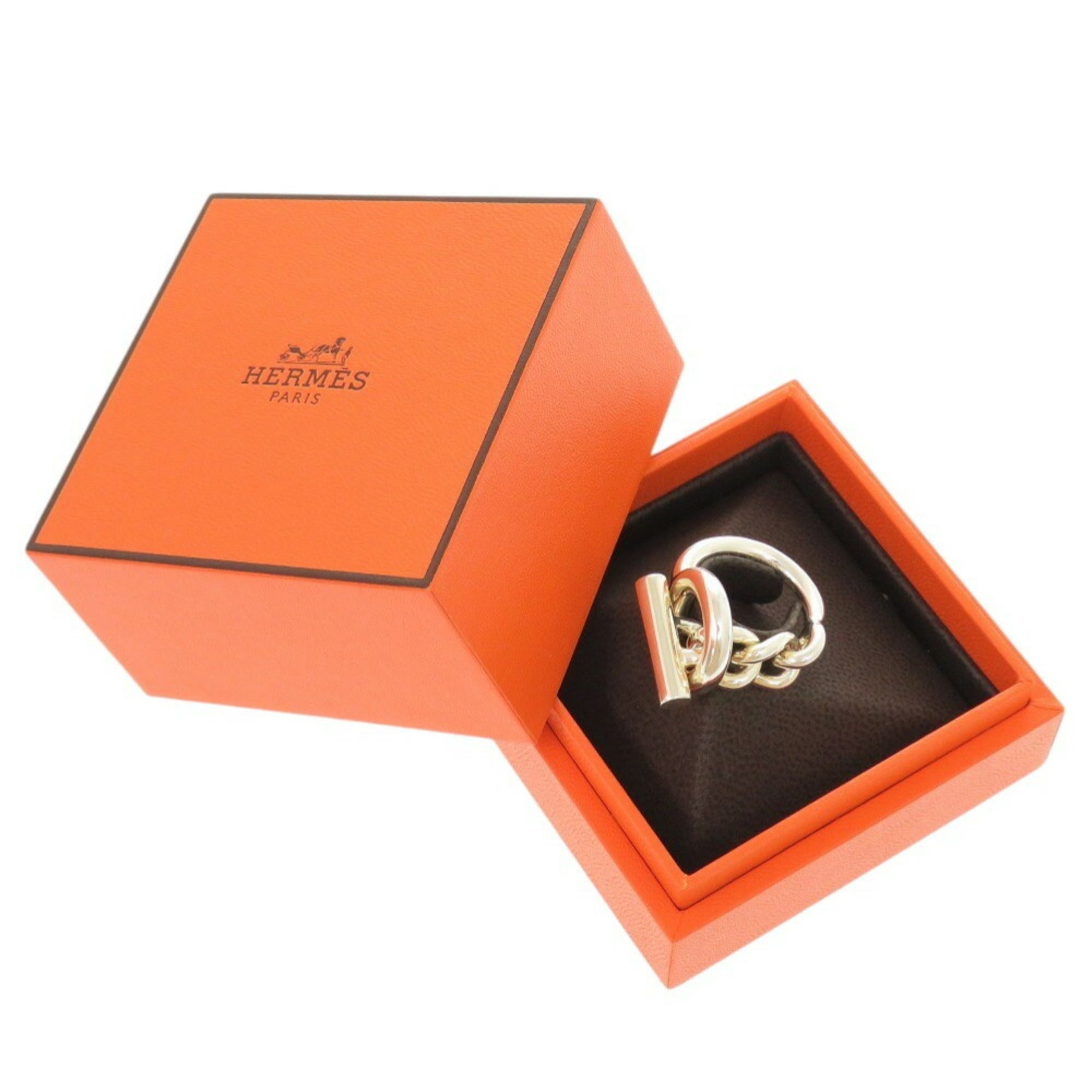 Hermes Silver Silver 925 Band Ring (Pre-Owned)