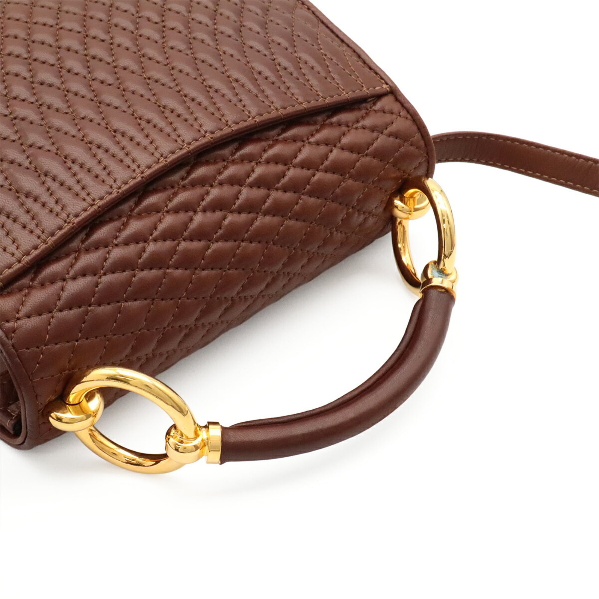 Bally Brown Leather Handbag Pochette Shoulder Bag (Pre-Owned)