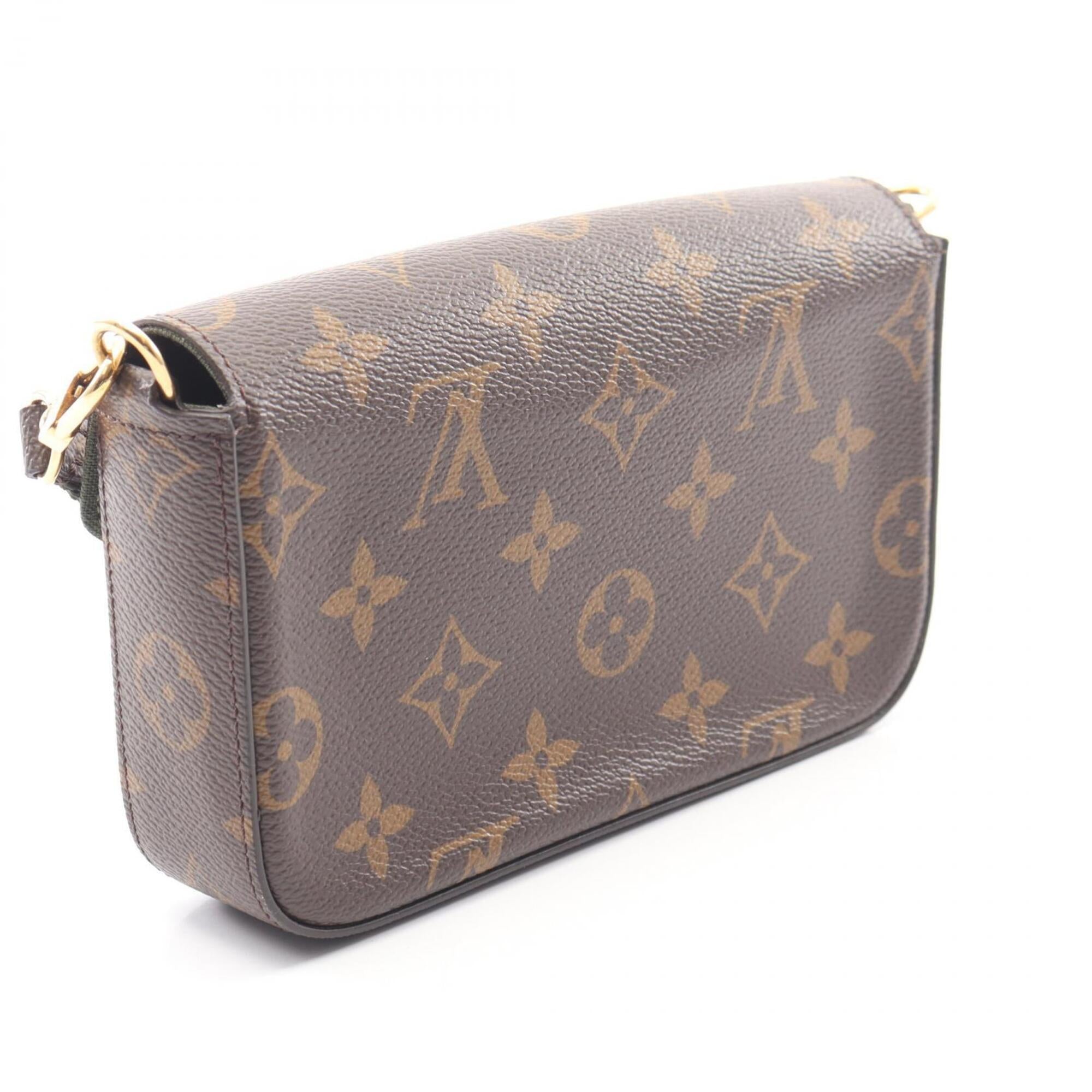 Louis Vuitton Brown Green Monogram Coated Canvas Pochette Shoulder Bag (Pre-Owned)