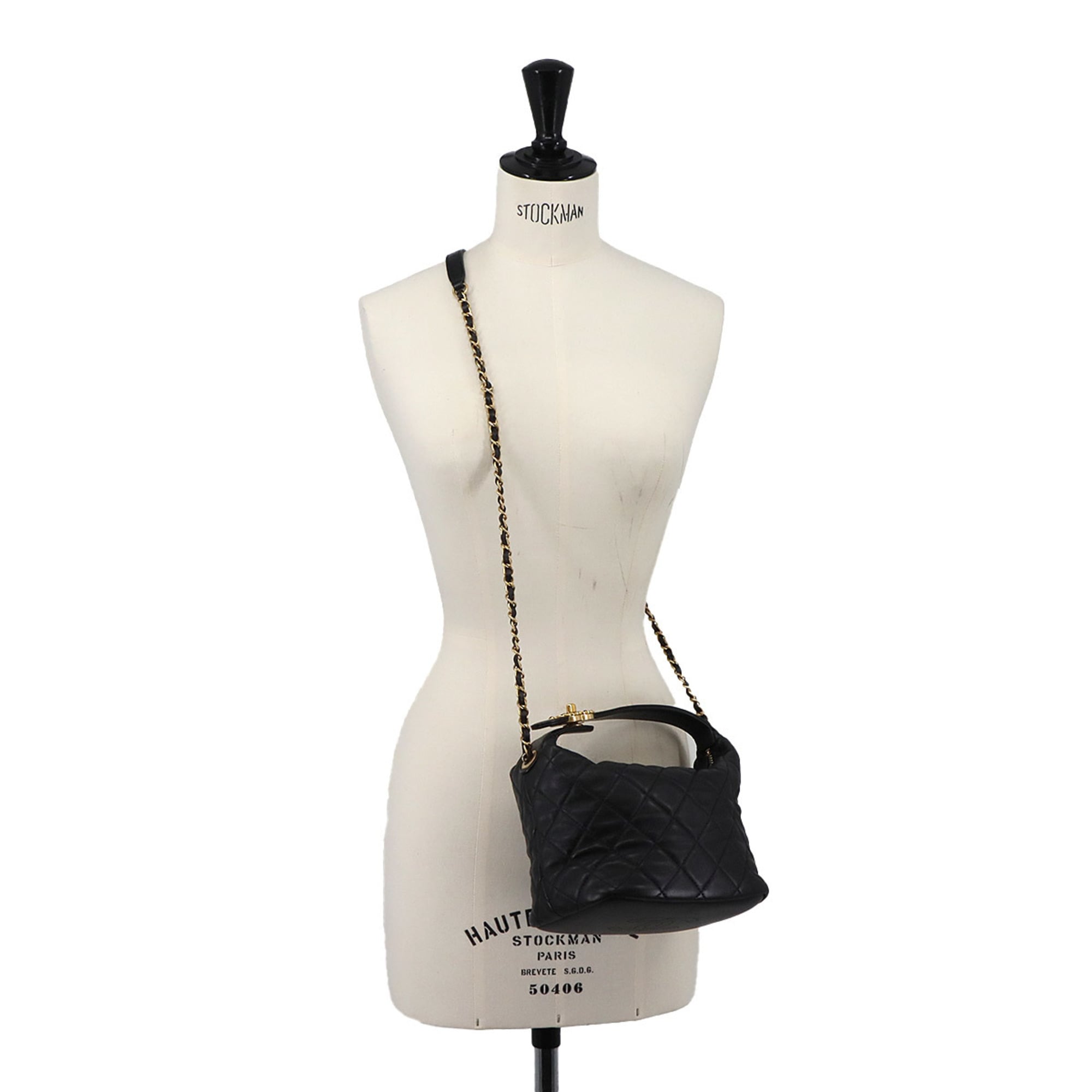 Chanel Matelasse Black Leather Handbag Shoulder Bag (Pre-Owned)
