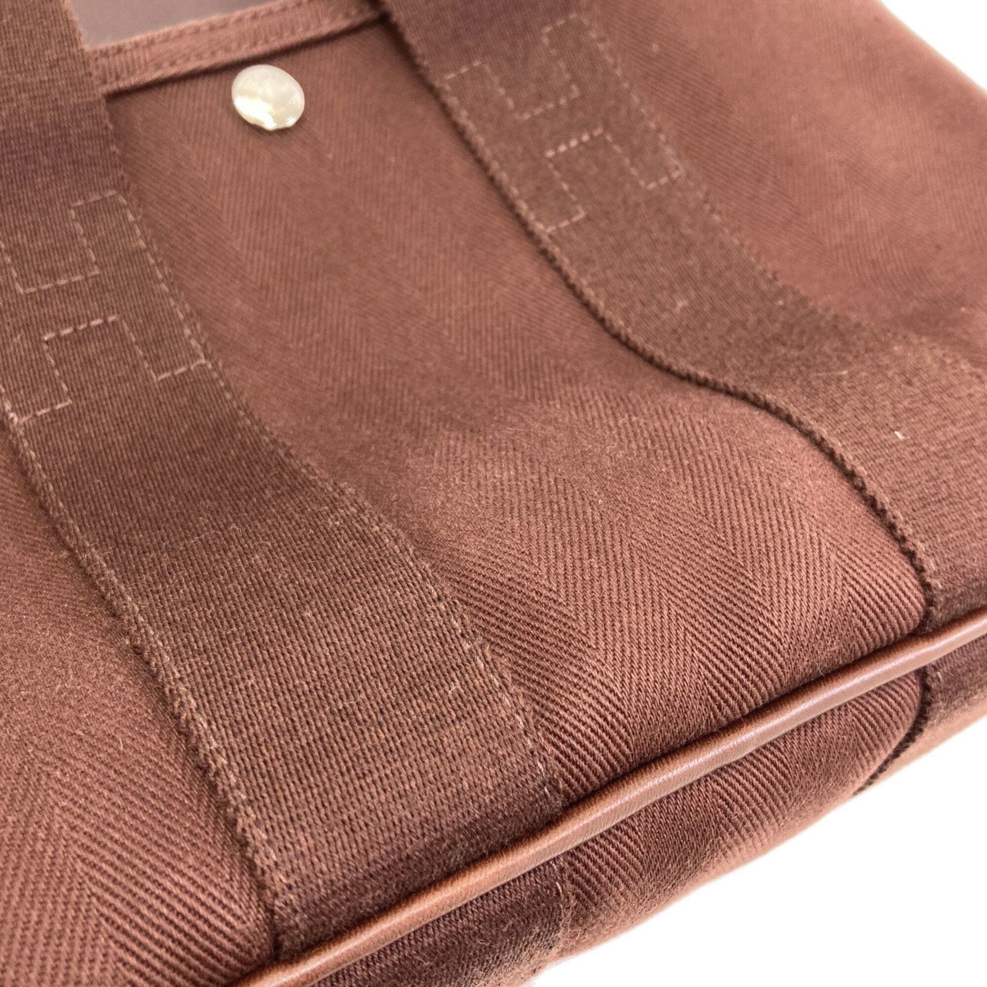 Hermes Dark Brown Canvas Handbag (Pre-Owned)