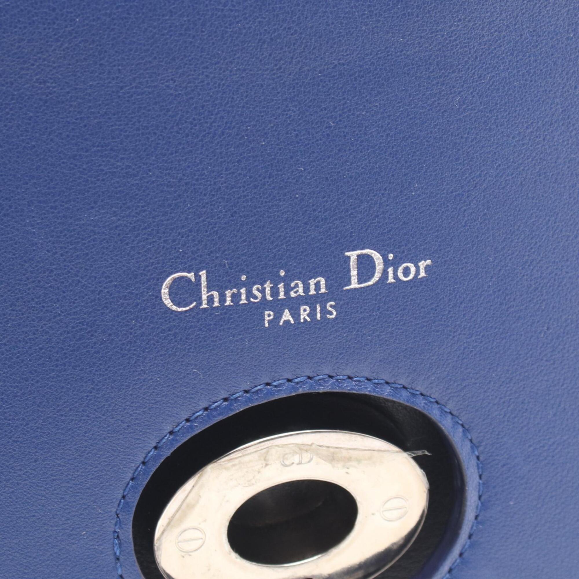 Christian Dior Black Blue Leather Handbag Shoulder Bag (Pre-Owned)