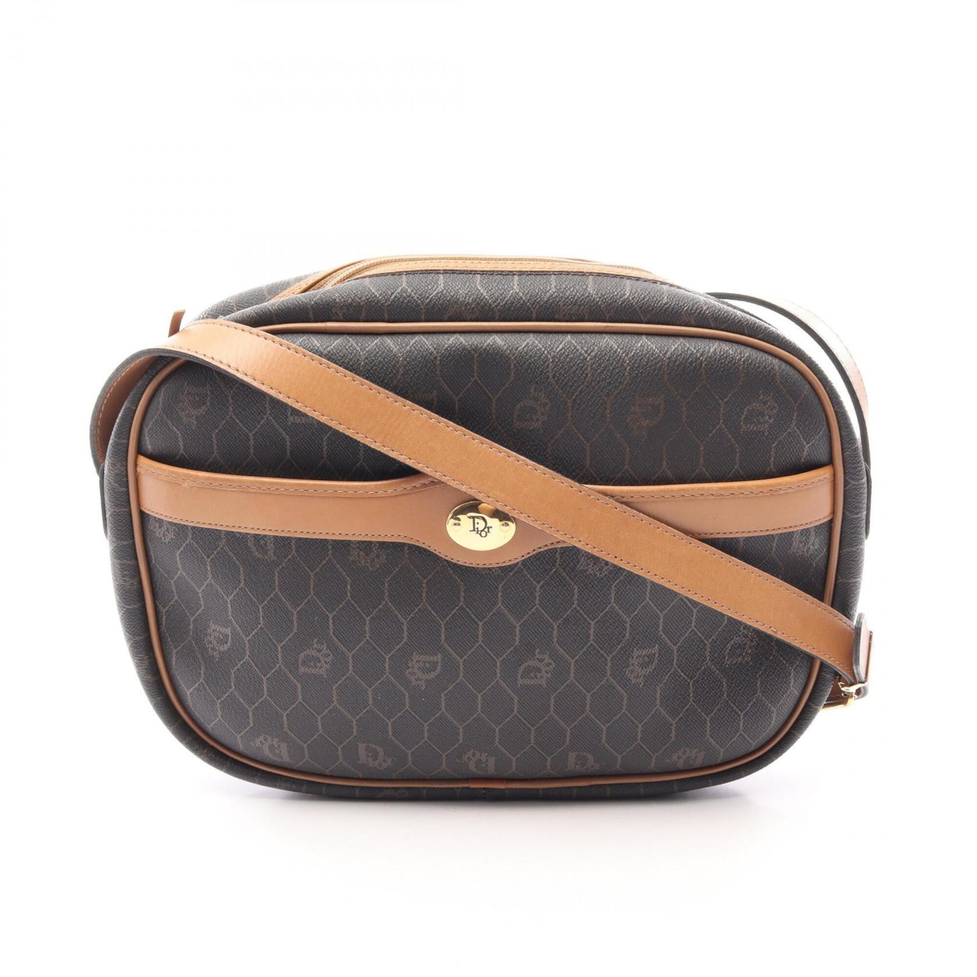 Christian Dior Black Brown Coated Canvas Handbag Shoulder Bag (Pre-Owned)