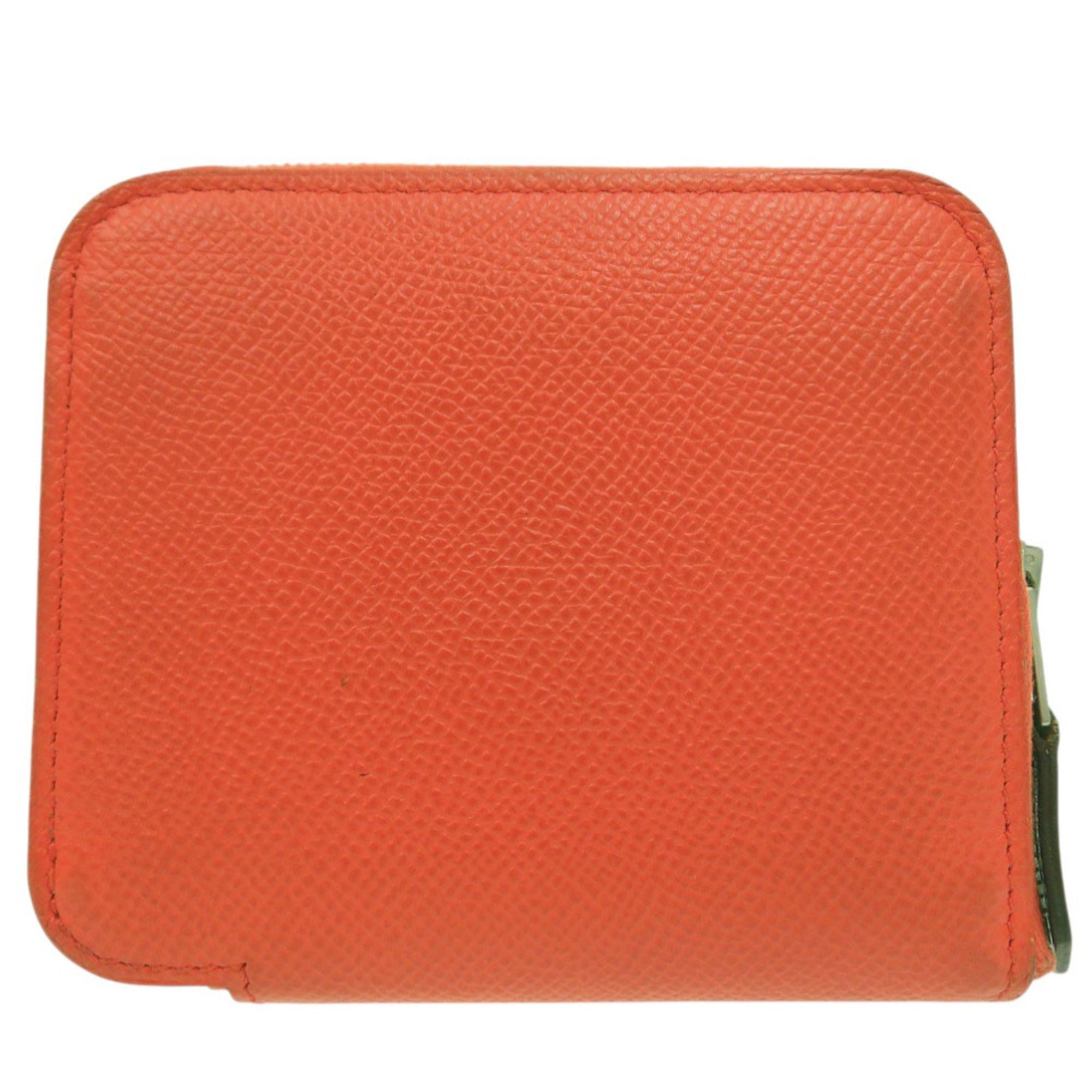 Hermes Orange Leather Silk Coin Purse/Coin Case (Pre-Owned)