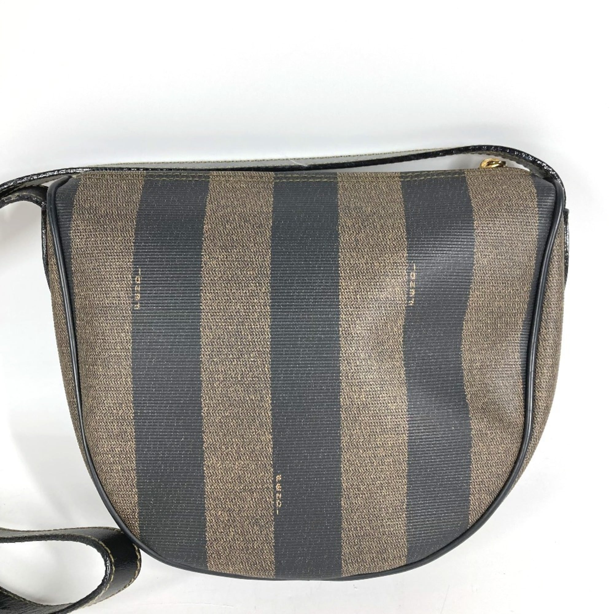 Fendi Black Khaki Pvc Leather Pochette Shoulder Bag (Pre-Owned)