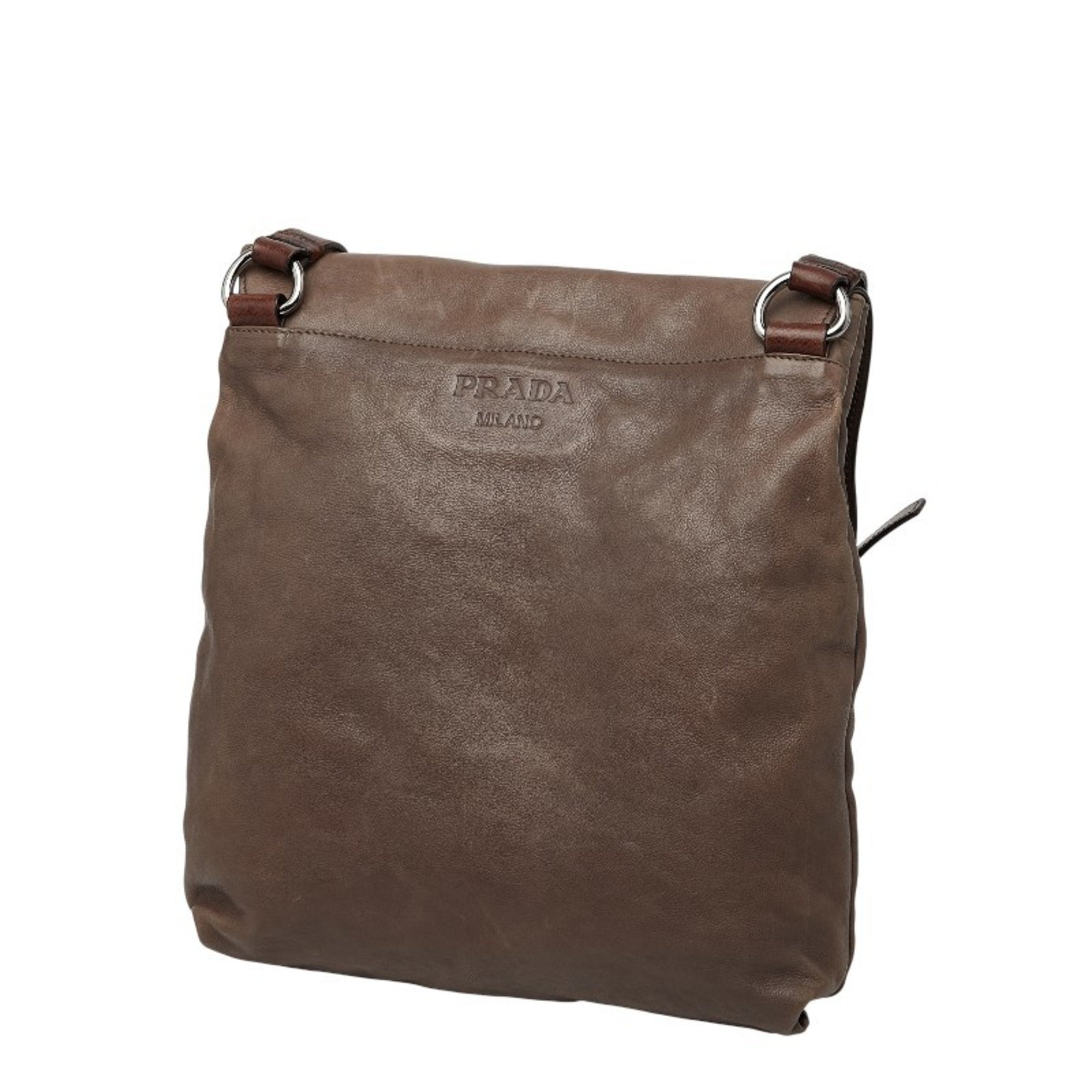 Prada Brown Leather Shoulder Bag (Pre-Owned)
