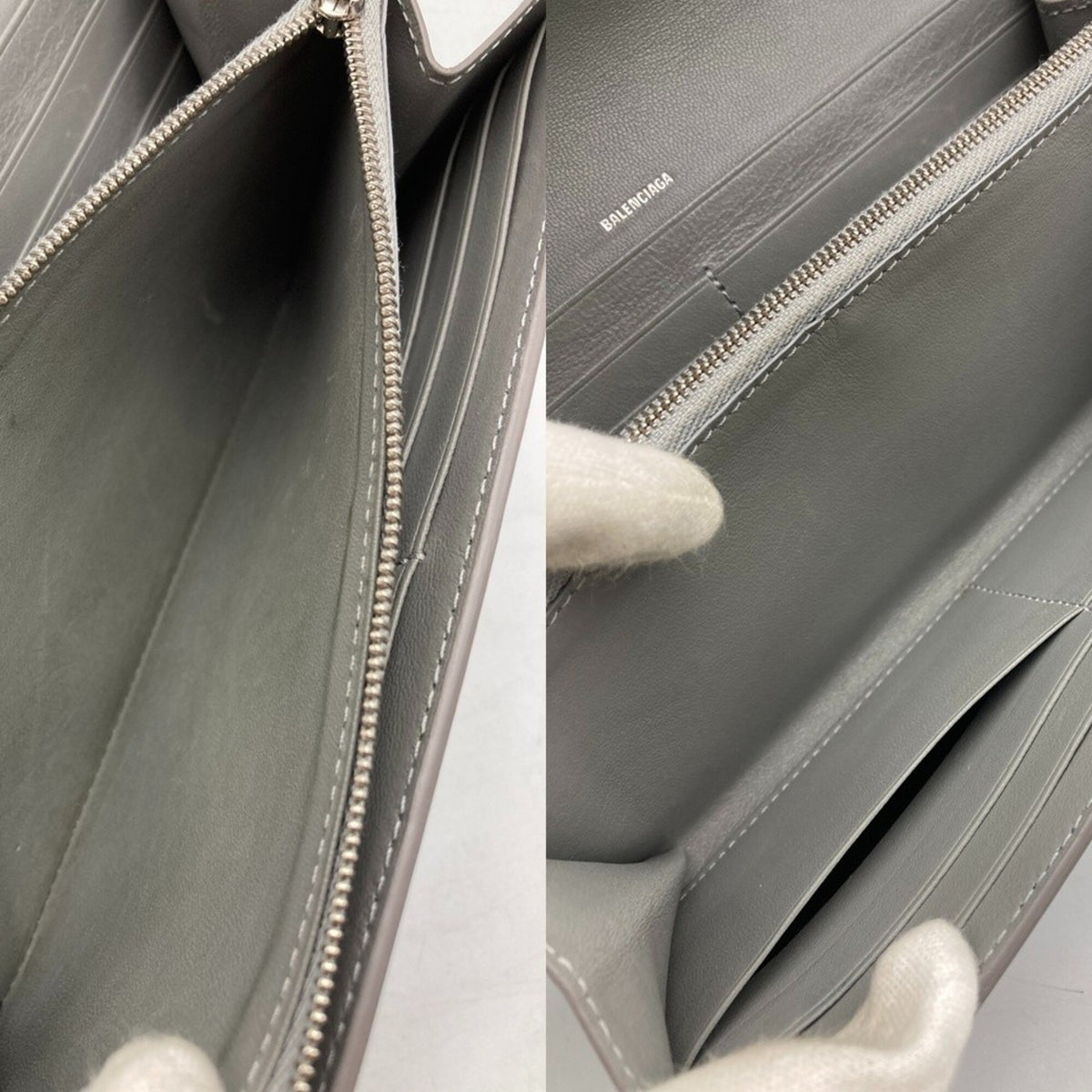 Balenciaga Gray Leather Long Wallet (Bi-Fold) (Pre-Owned)