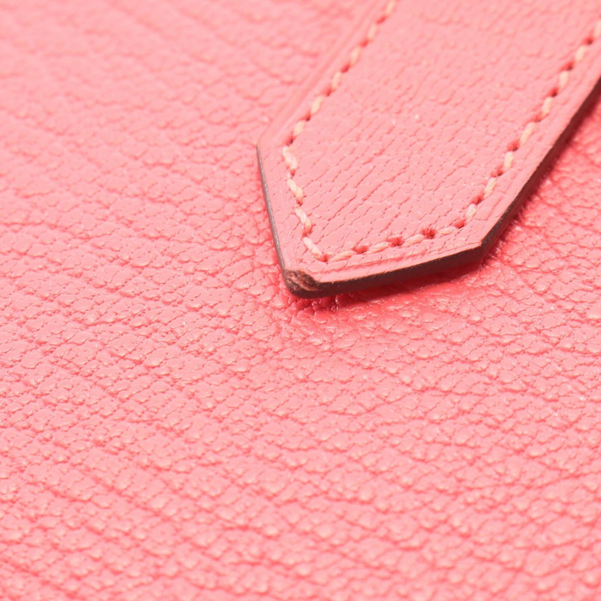 Hermes Pink Rose Azalee Chevre Leather Long Wallet (Bi-Fold) (Pre-Owned)