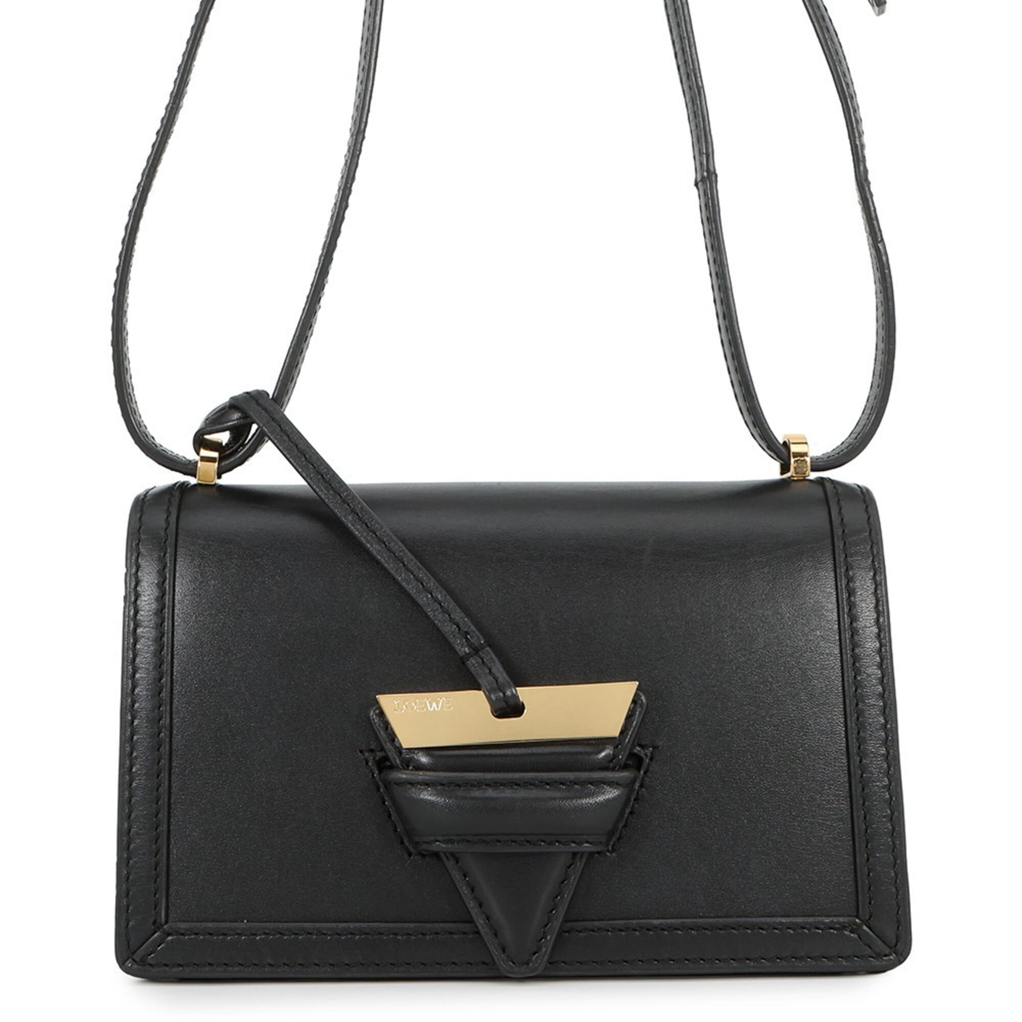 Loewe Barcelona Black Leather Handbag Shoulder Bag (Pre-Owned)