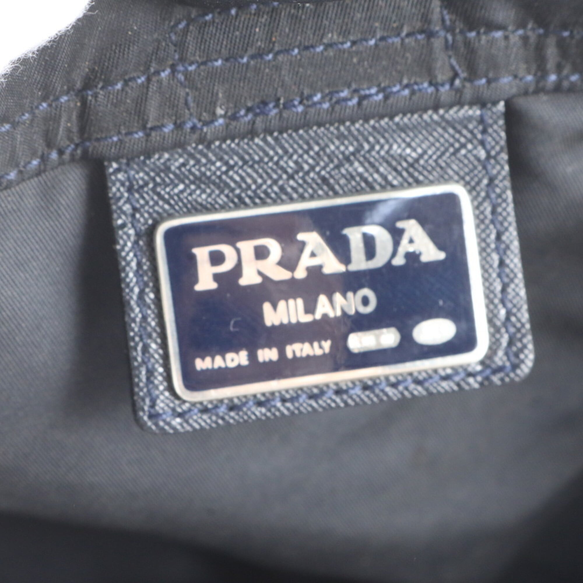 Prada Black Navy Nylon Leather Backpack (Pre-Owned)
