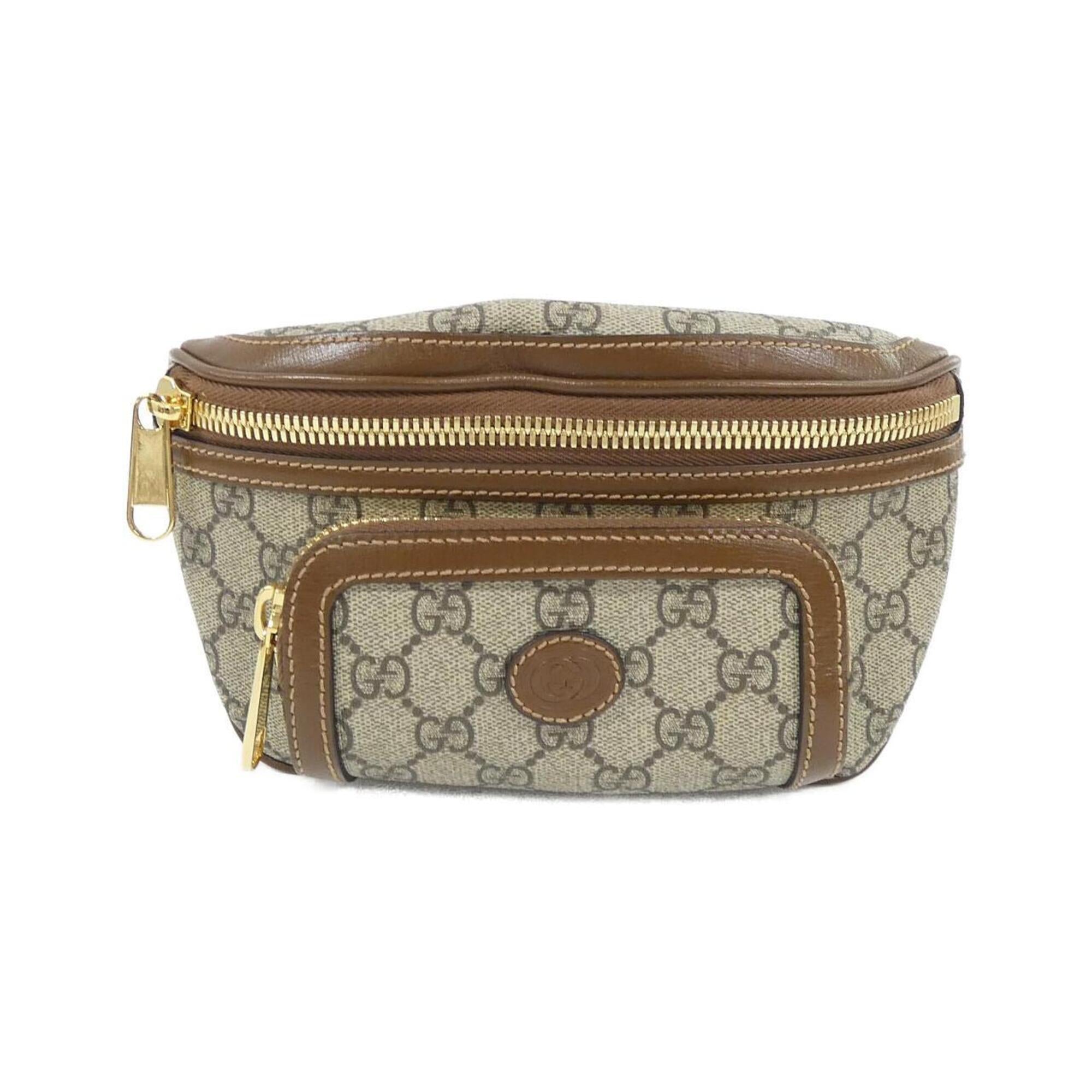 Gucci Beige Brown Gg Supreme Leather Fanny Pack (Pre-Owned)
