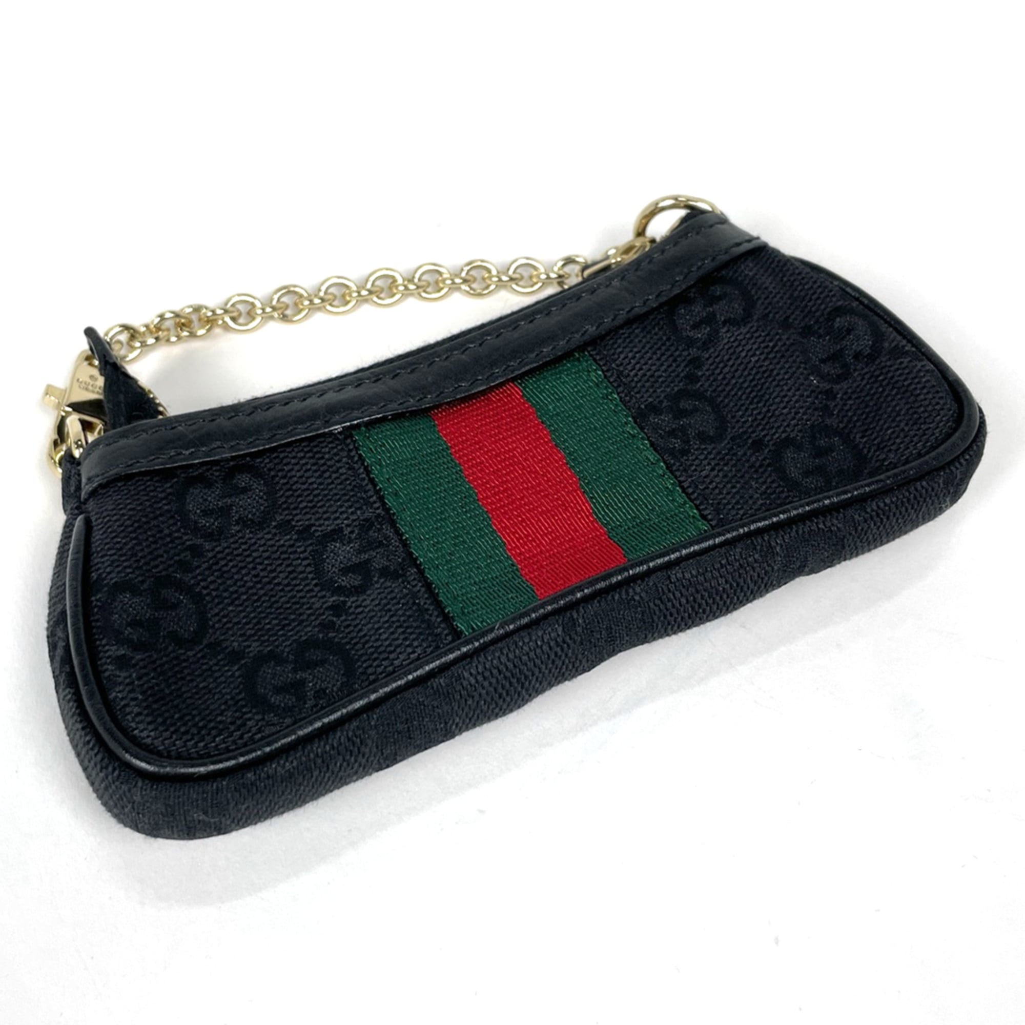 Gucci Black Green Red Color Gg Canvas Coin Purse/Coin Case (Pre-Owned)
