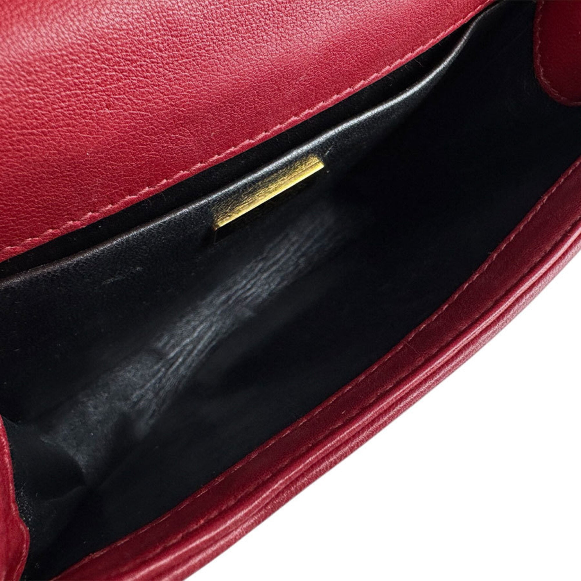 Prada Red Color Leather Shoulder Bag (Pre-Owned)