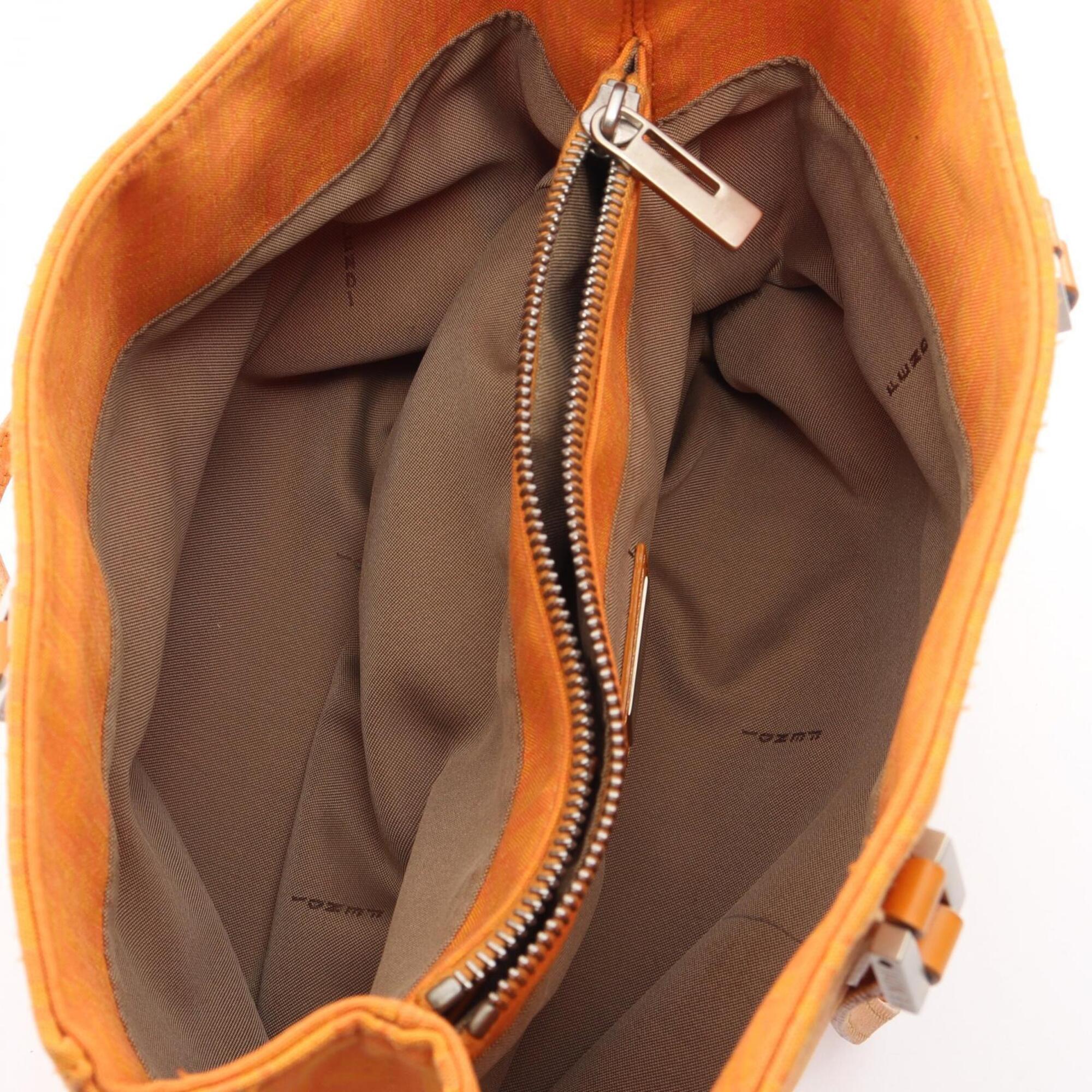 Fendi Orange Canvas Leather Handbag Tote Bag (Pre-Owned)
