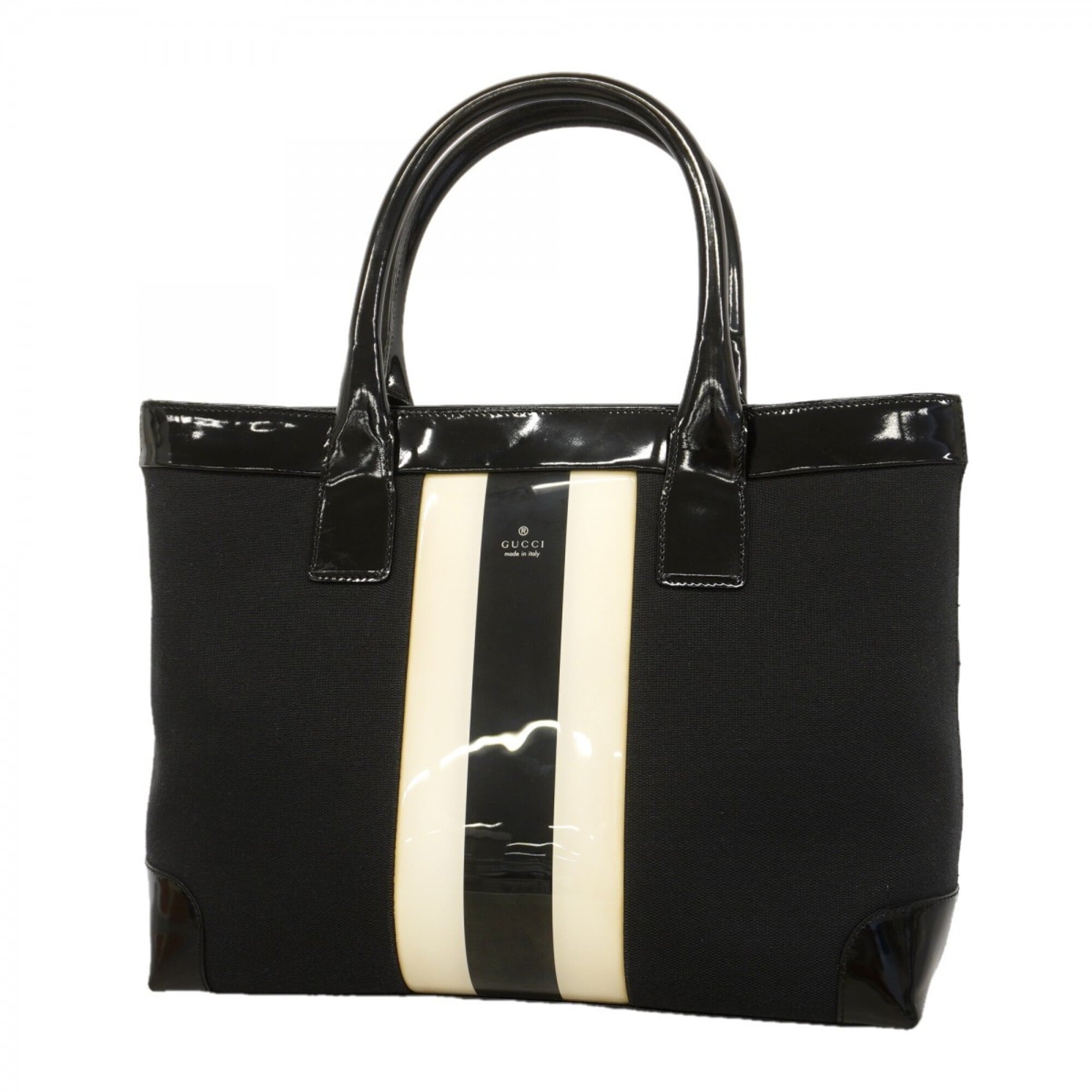 Gucci Black White Canvas Handbag (Pre-Owned)
