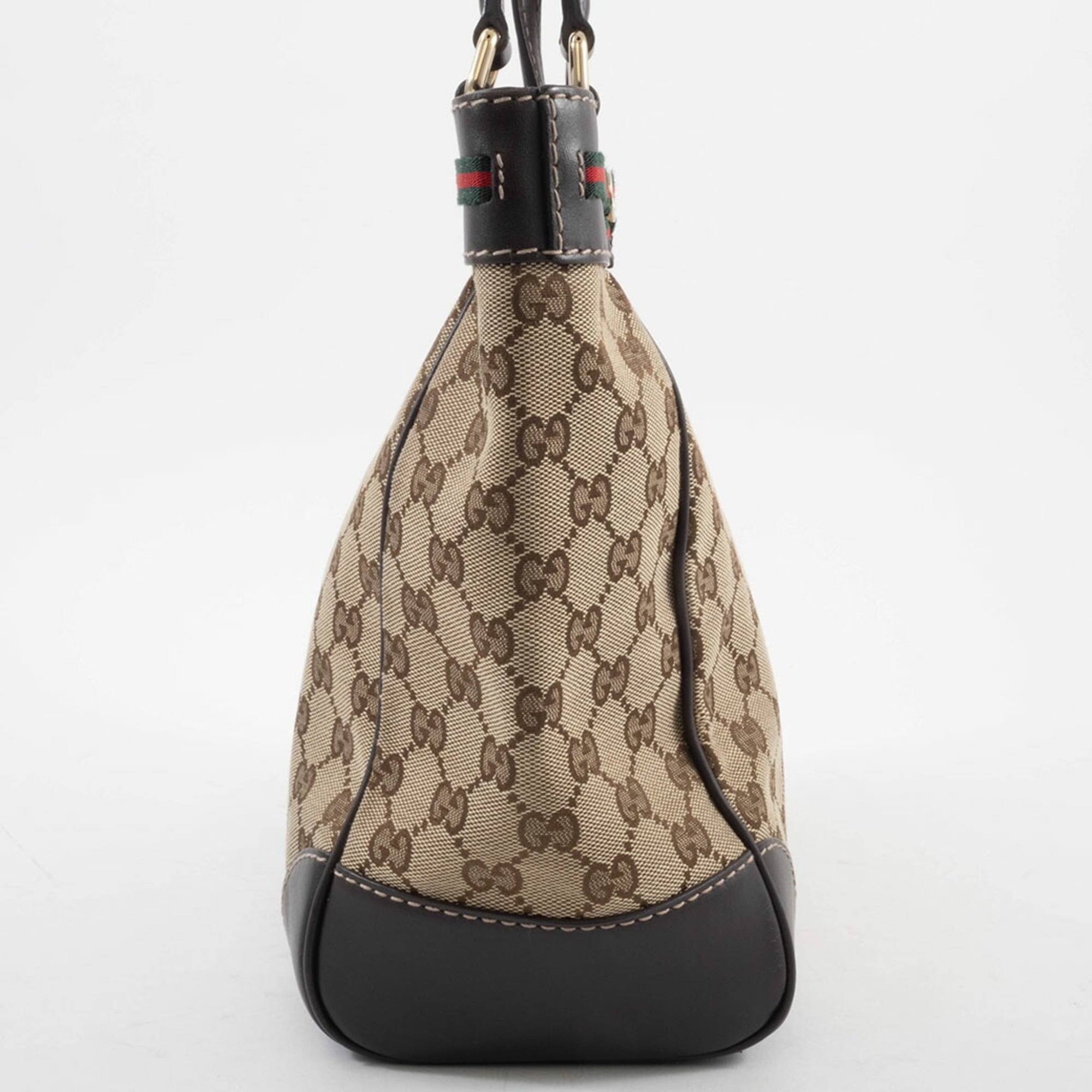 Gucci Gg Canvas Beige Brown Gg Canvas Leather Handbag (Pre-Owned)