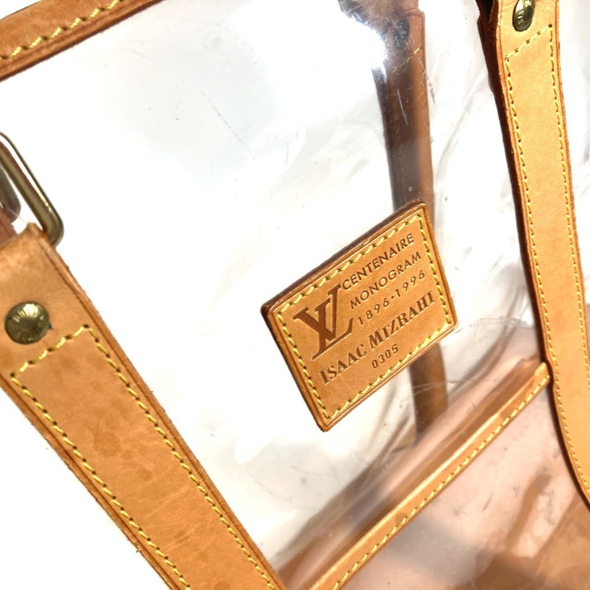Louis Vuitton Beige Clear Vinyl Leather Shoulder Bag Tote Bag (Pre-Owned)