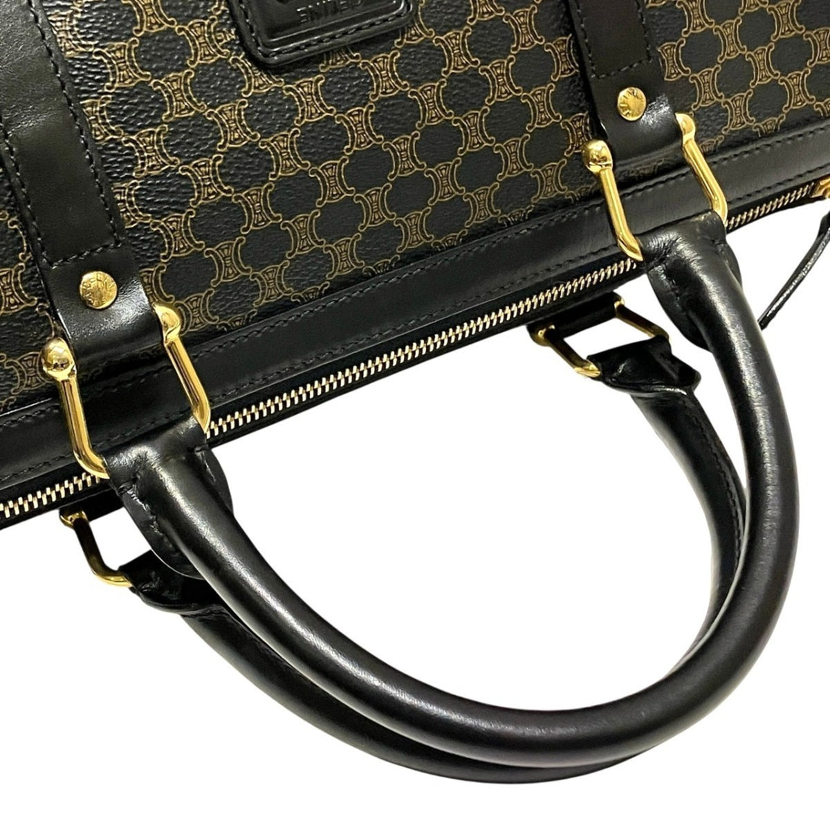 Celine Macadam Black Brown Pvc Leather Handbag (Pre-Owned)