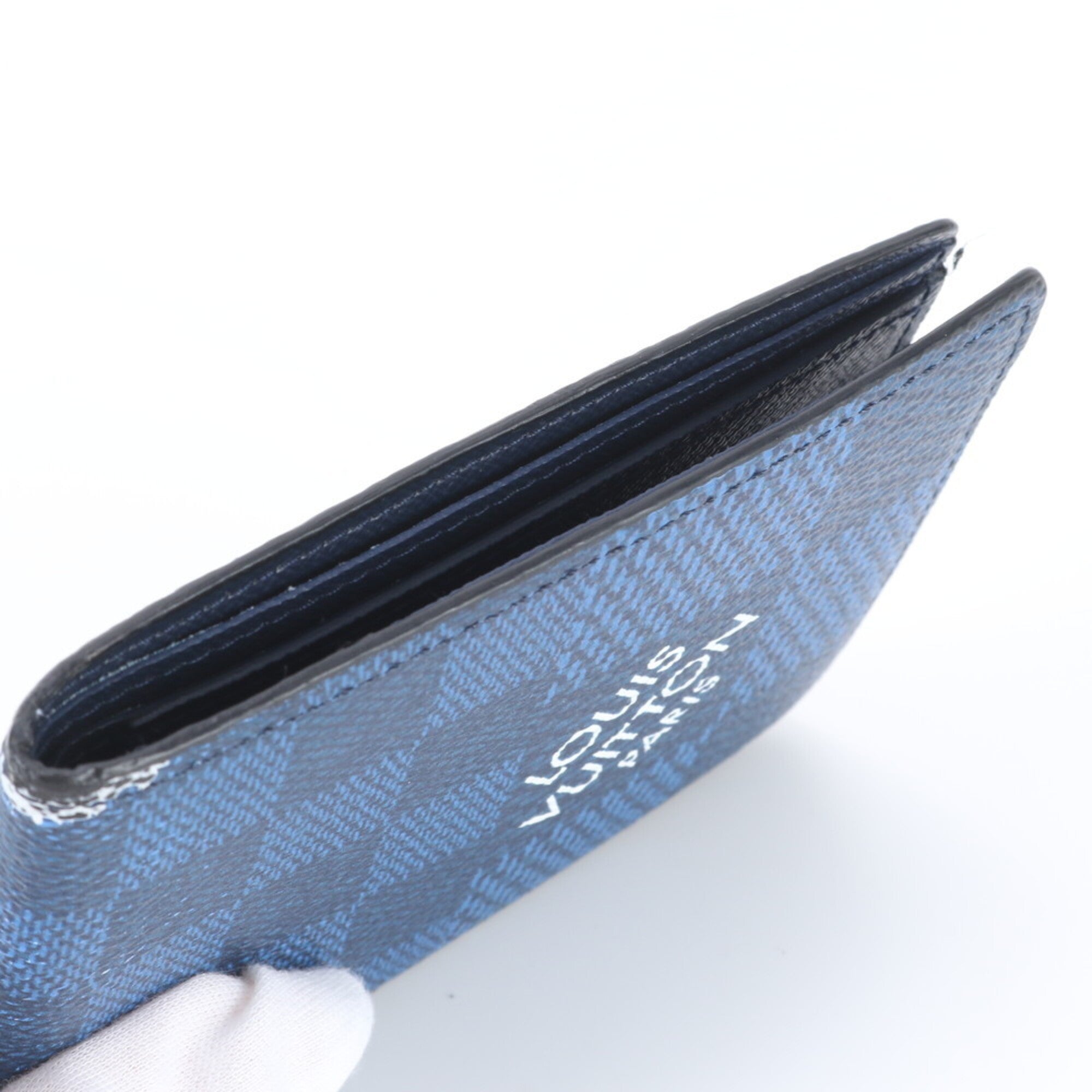 Louis Vuitton Blue Coated Canvas Leather Wallet (Bi-Fold) (Pre-Owned)