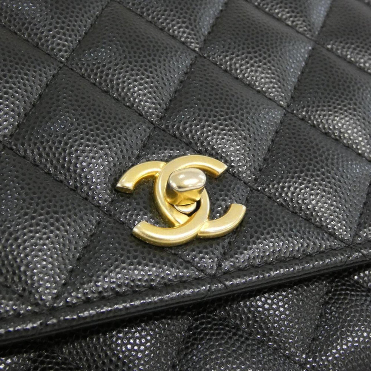 Chanel Black Grained Calfskin Chain/Shoulder Wallet (Pre-Owned)