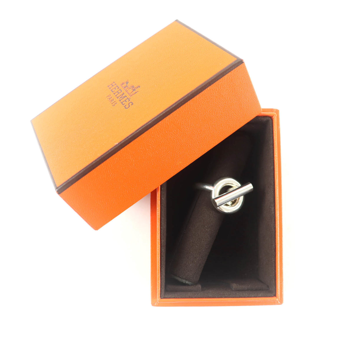 Hermes Silver Silver 925 Band Ring (Pre-Owned)