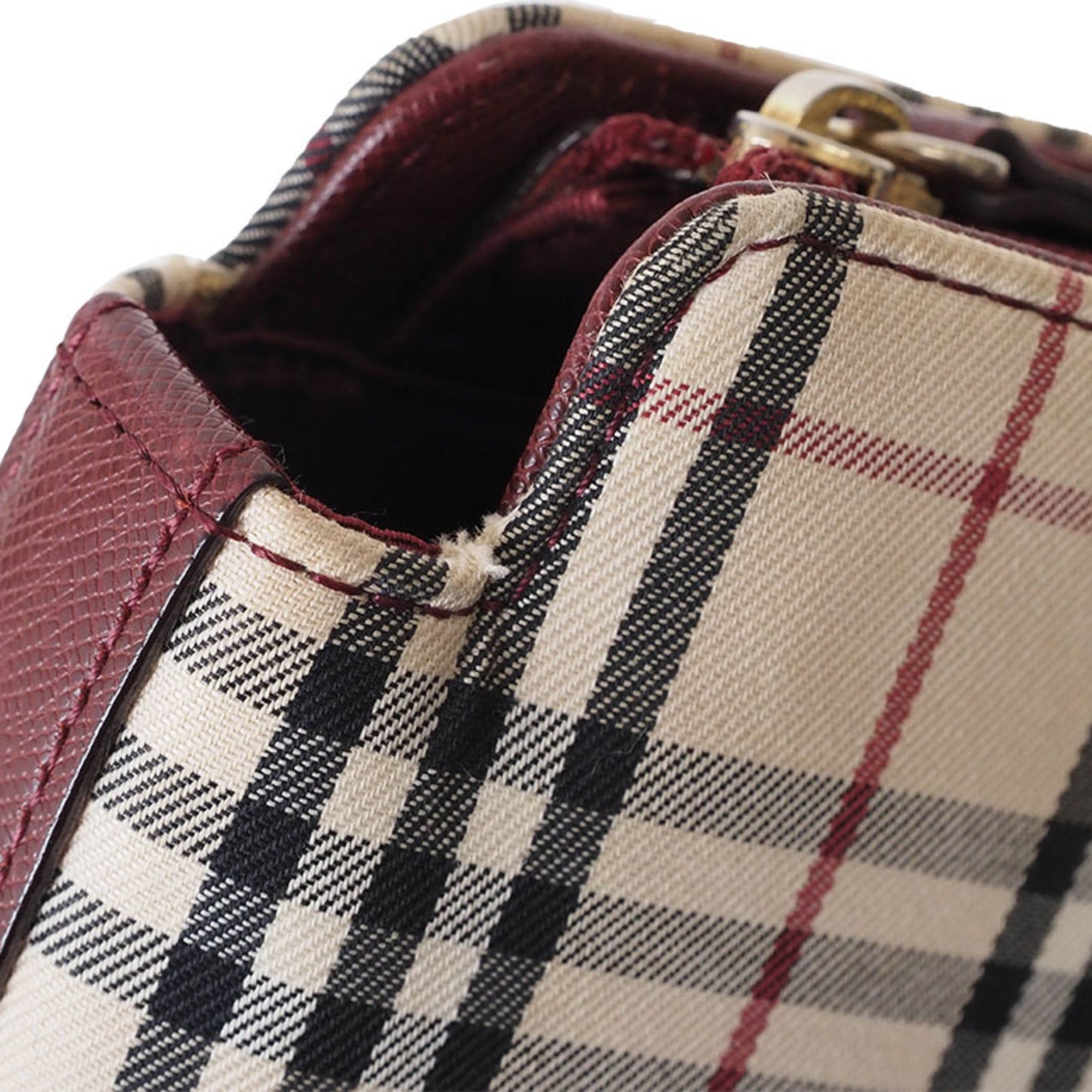 Burberry Beige Bordeaux Canvas Leather Tote Bag (Pre-Owned)
