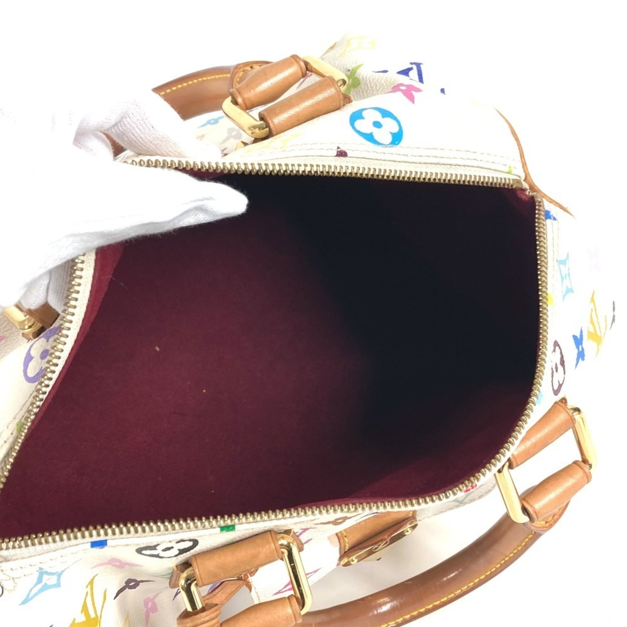 Louis Vuitton Blanc Multi-Color Monogram Multicolore Boston Bag Handbag (Pre-Owned)