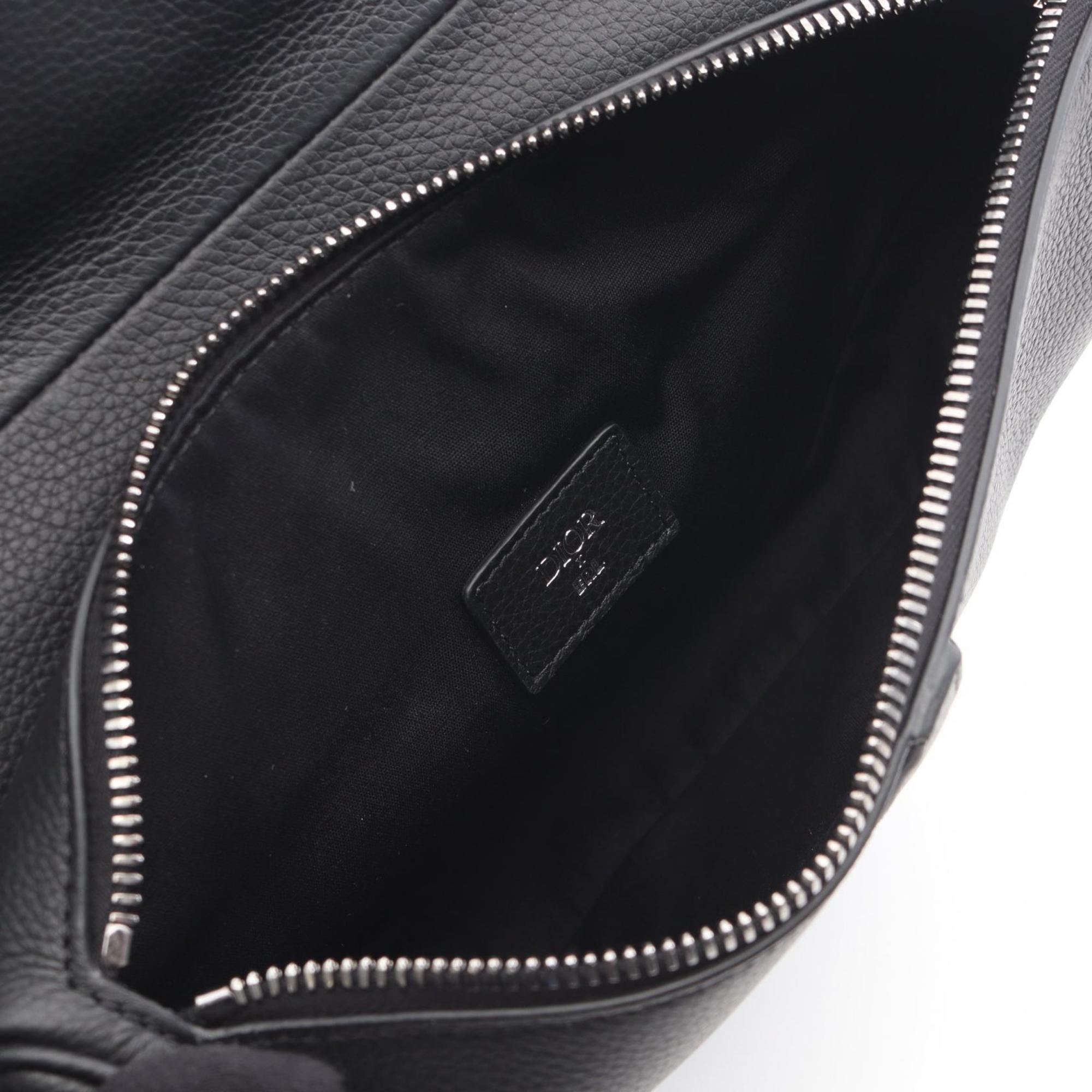 Christian Dior Black Leather Fanny Pack Handbag Saddle Bag (Pre-Owned)