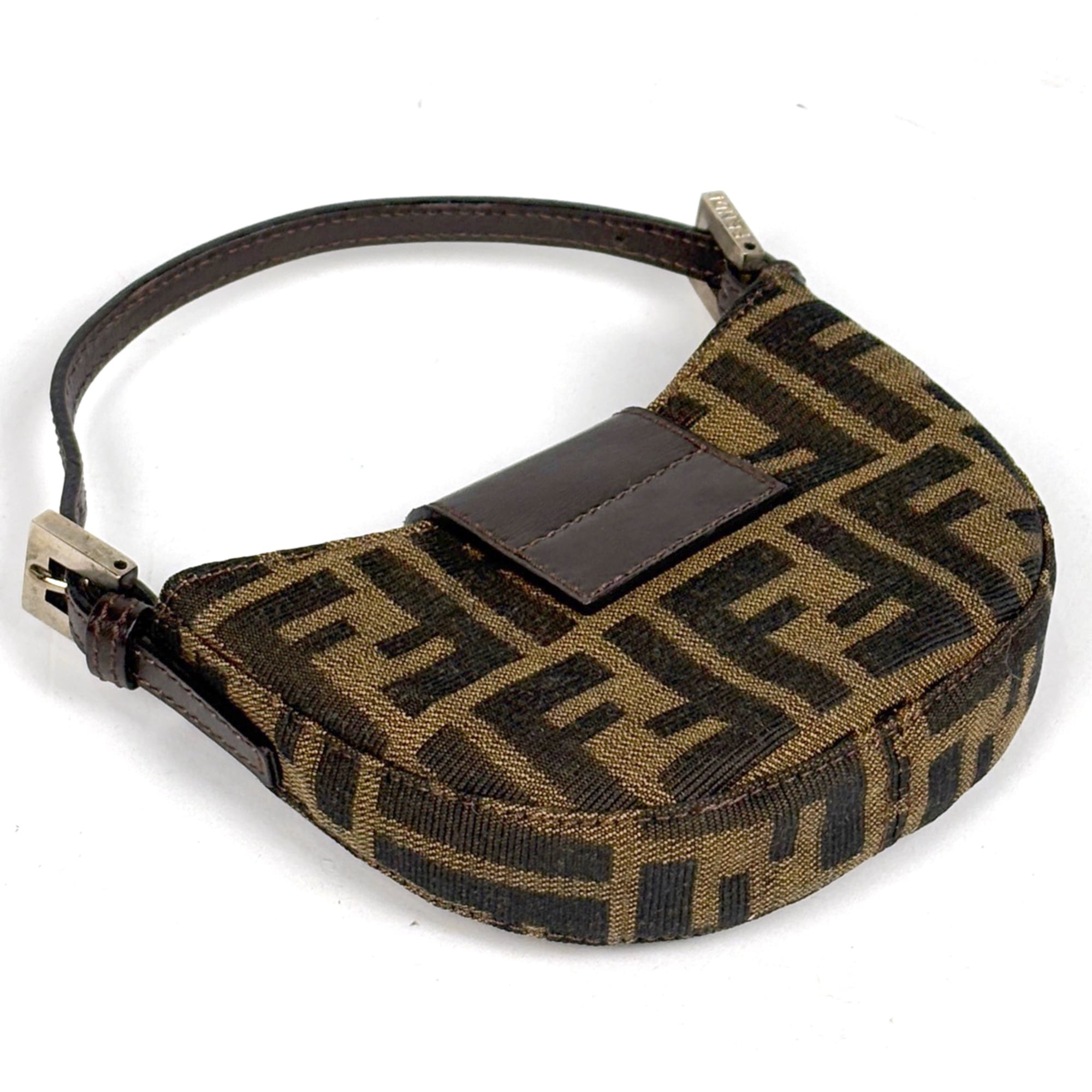 Fendi Brown Canvas Leather Pouch (Pre-Owned)