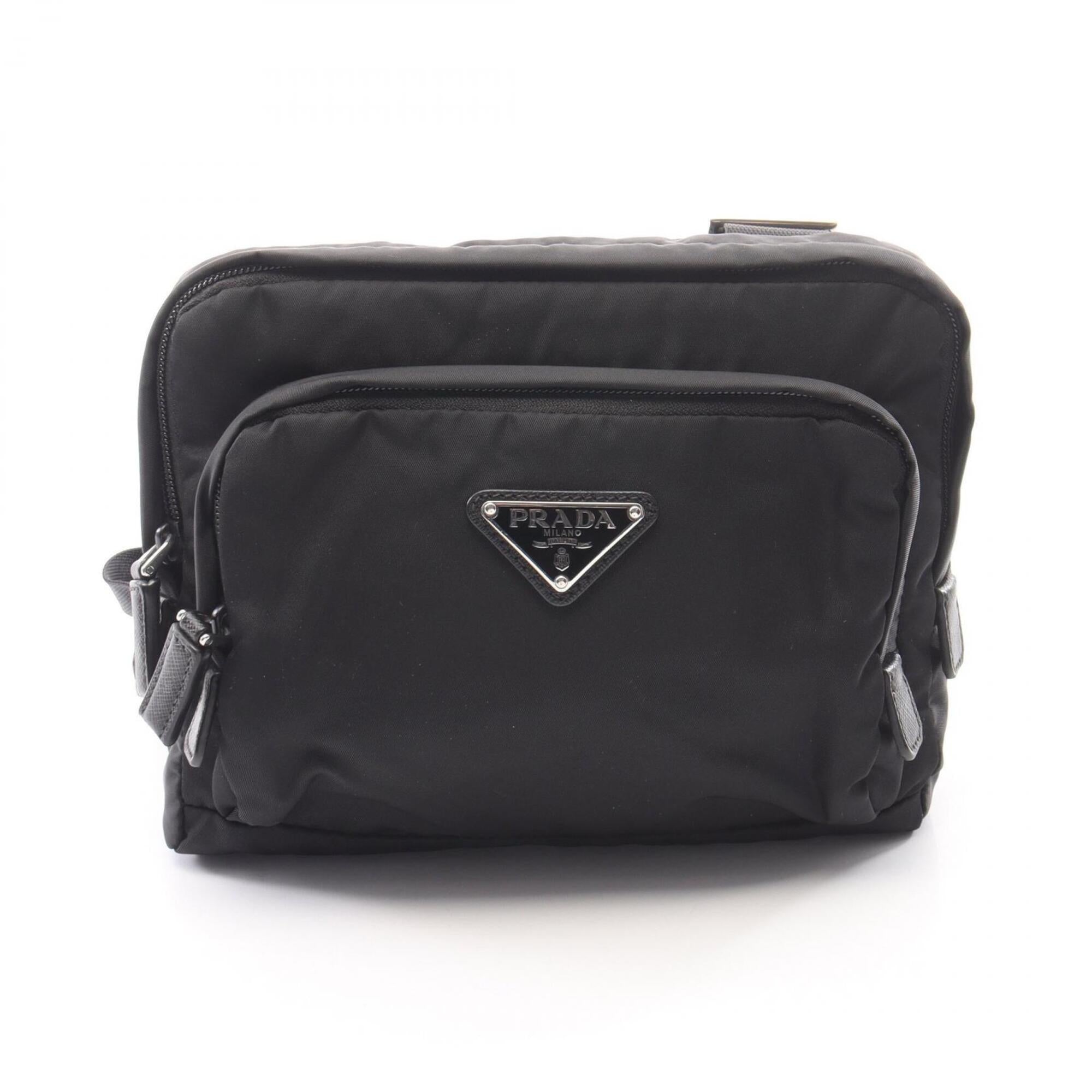 Prada Black Nylon Leather Backpack Handbag (Pre-Owned)