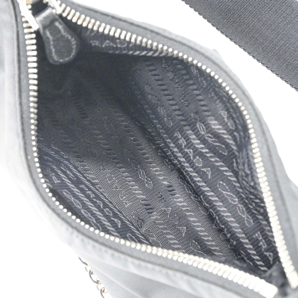 Prada Black Nylon Leather Handbag Pouch Shoulder Bag (Pre-Owned)