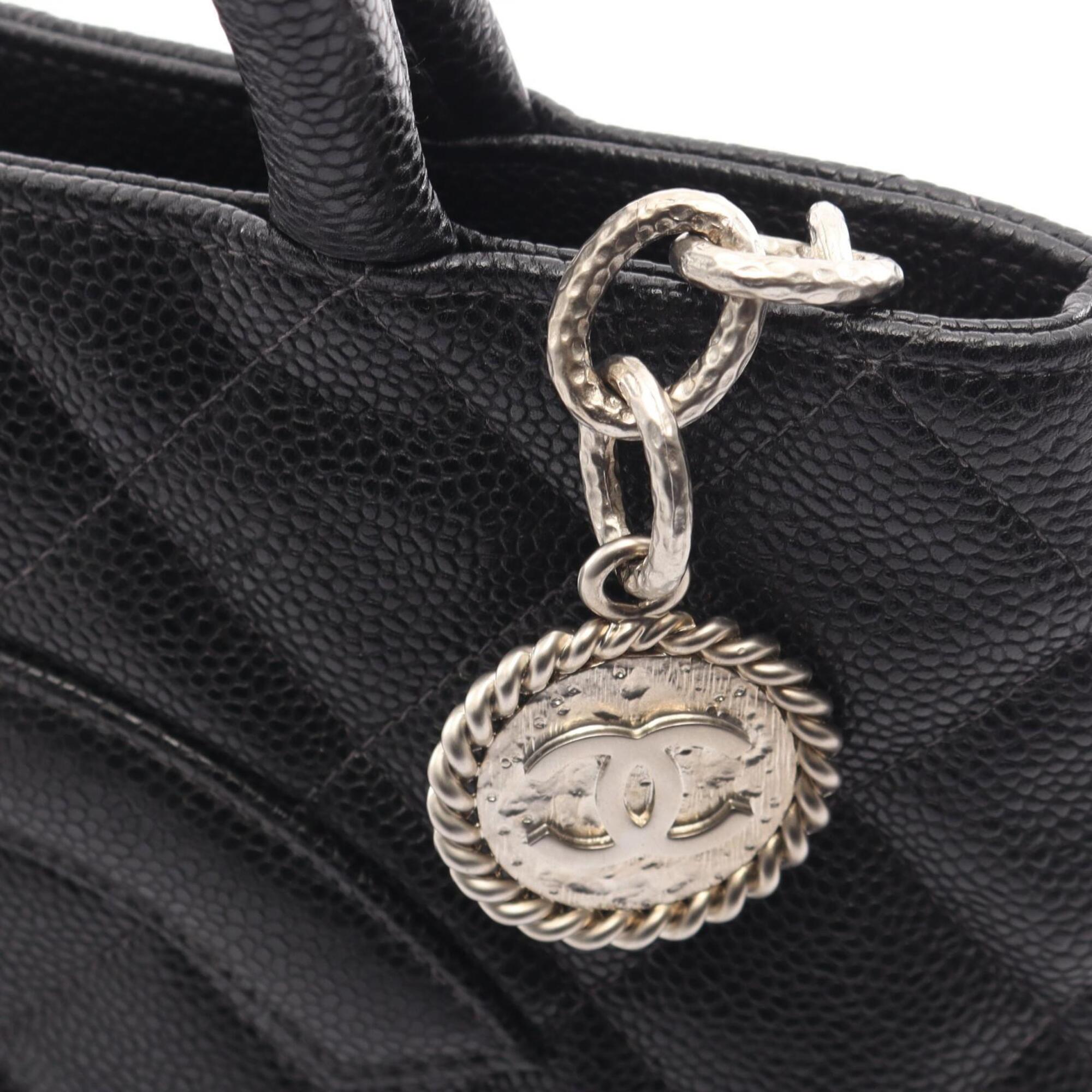Chanel Black Grained Calfskin Handbag Tote Bag (Pre-Owned)