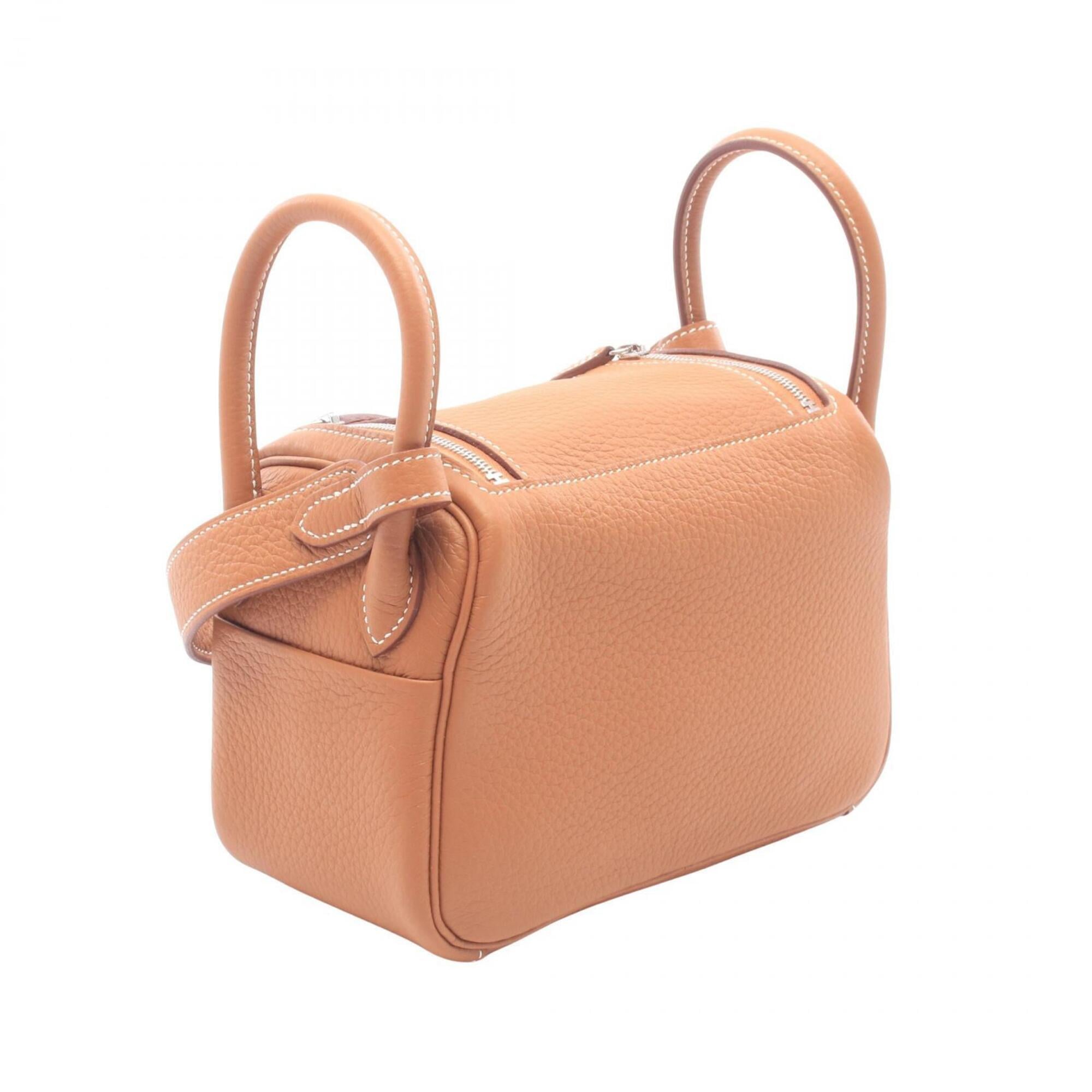 Hermes Brown Gold Taurillon Clemence Leather Leather Handbag Shoulder Bag (Pre-Owned)