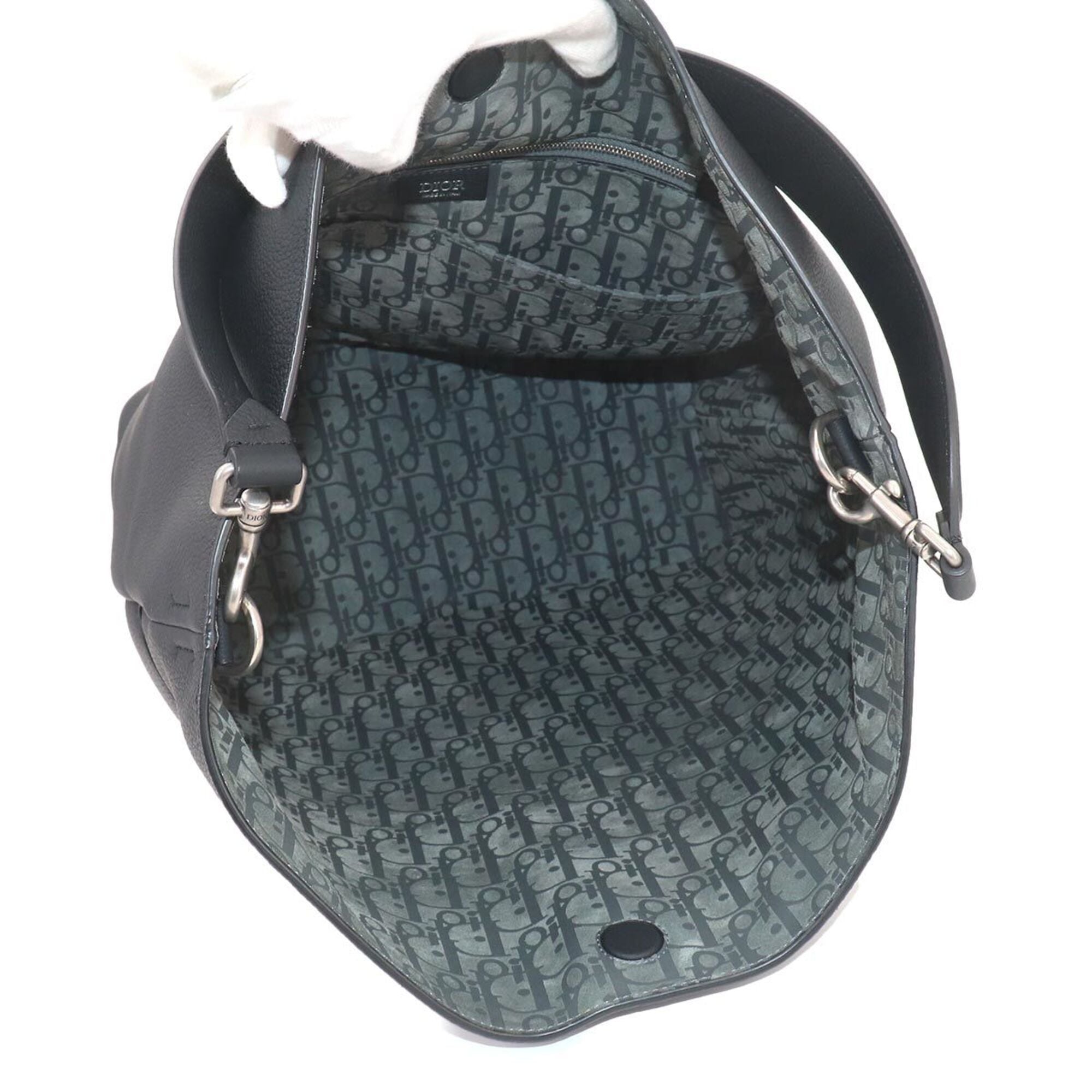 Christian Dior Black Leather Handbag Tote Bag (Pre-Owned)