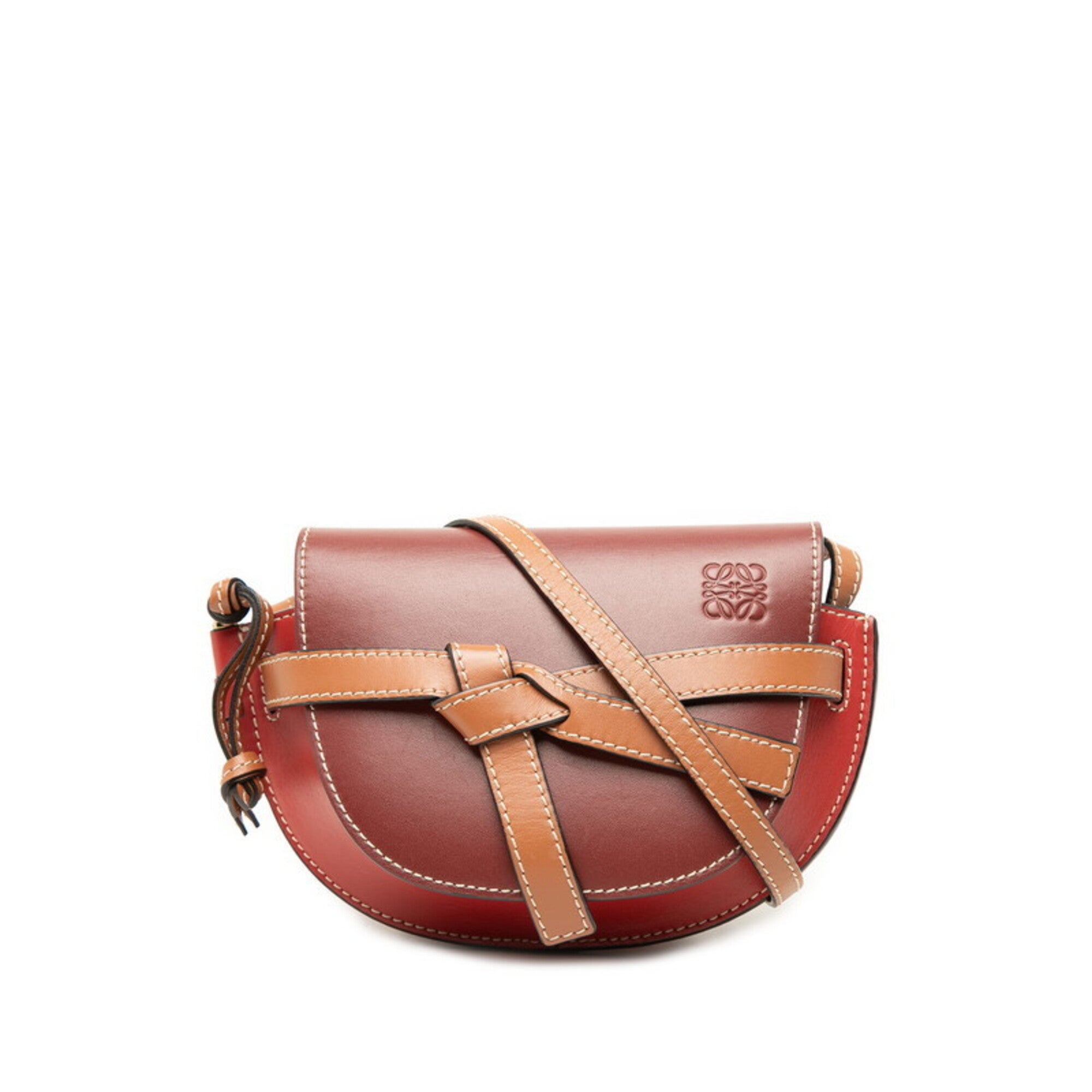 Loewe Brown Red Color Leather Shoulder Bag (Pre-Owned)
