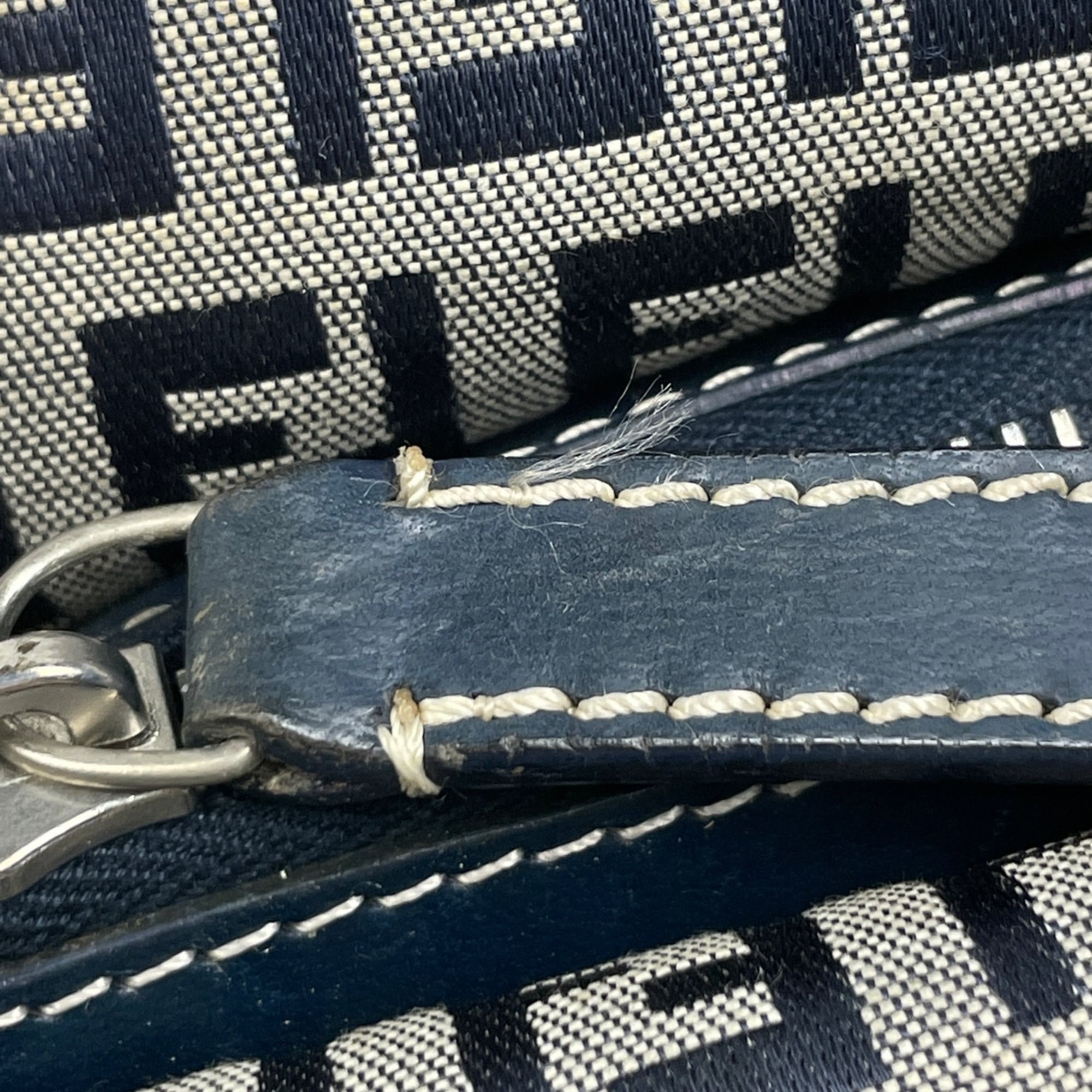 Fendi Navy Zucchino Shoulder Bag (Pre-Owned)