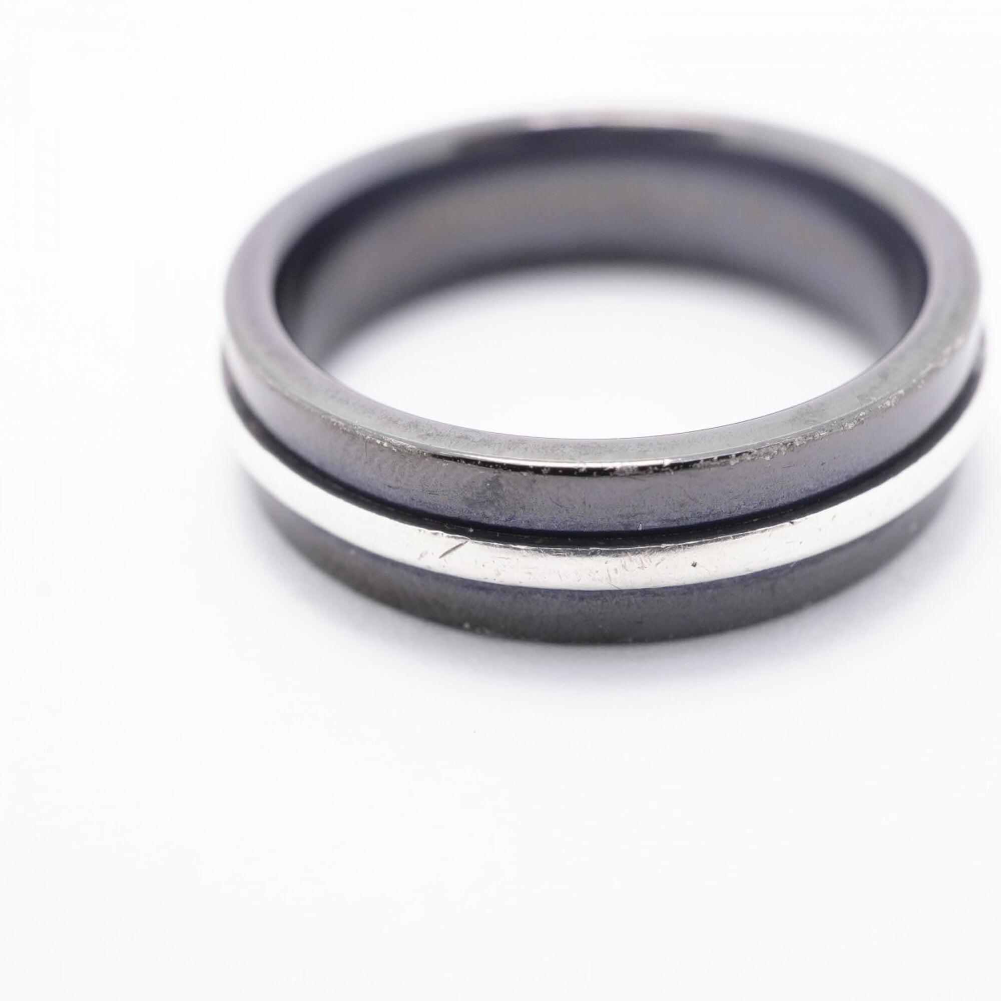 Tiffany Black Silver 925 Titanium Band Ring (Pre-Owned)
