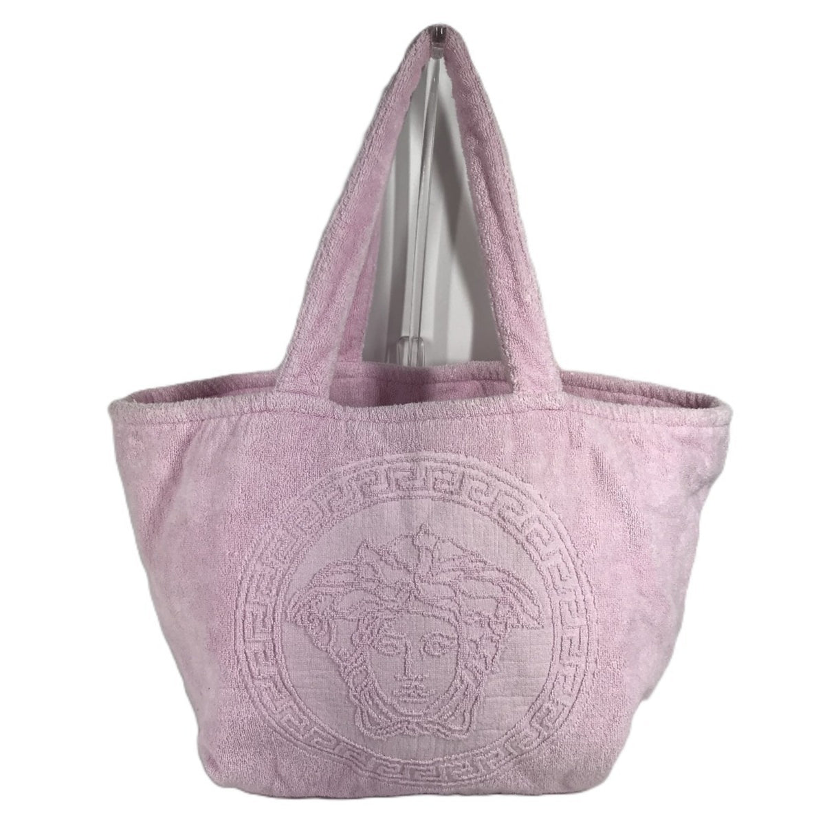 Versace Pink Cotton Boston Bag Shoulder Bag Tote Bag (Pre-Owned)